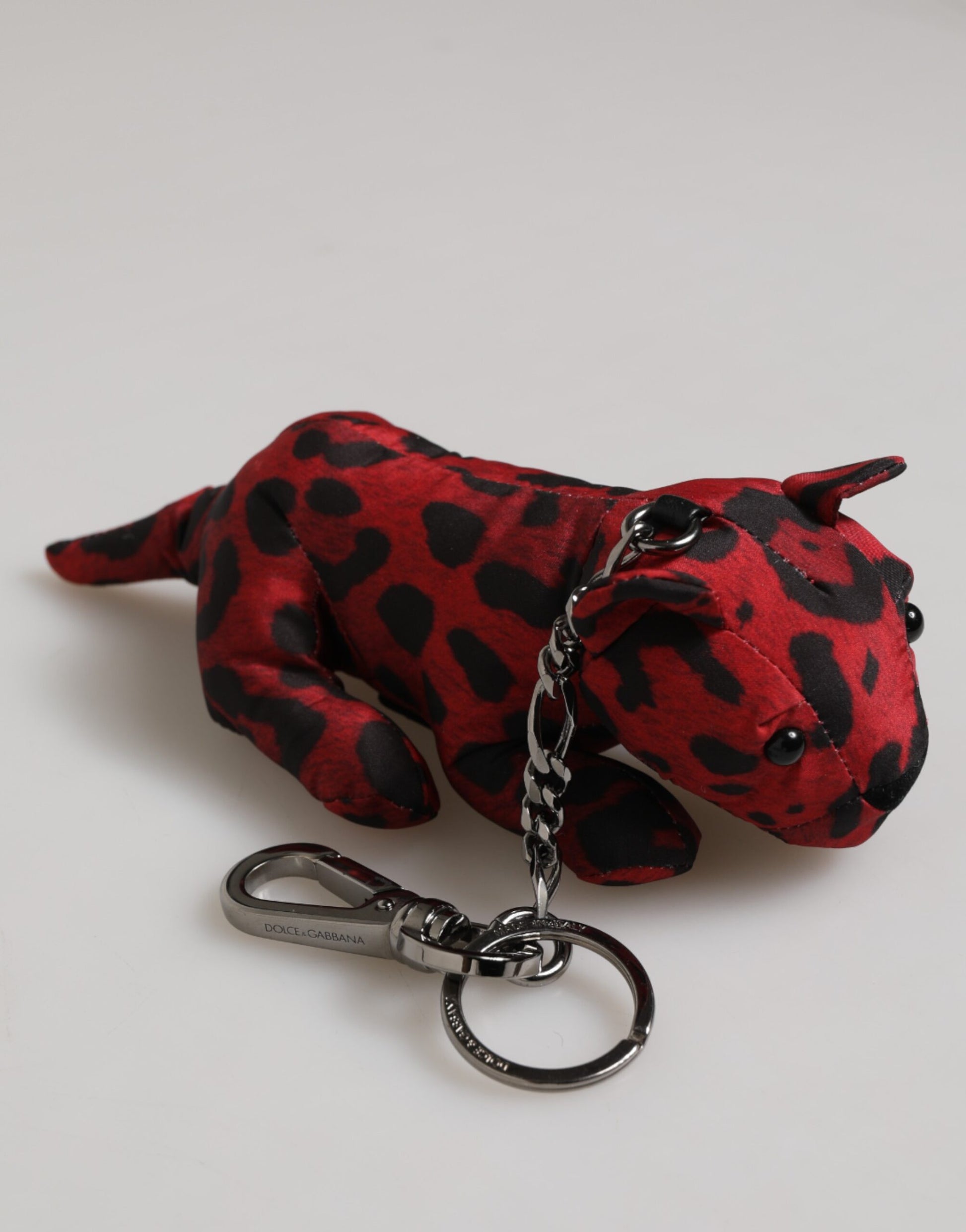 Dolce & Gabbana Red Black Polyester Animal Silhouette Bag Keychain Keyring Curated Luxury Accessories by Orvyn