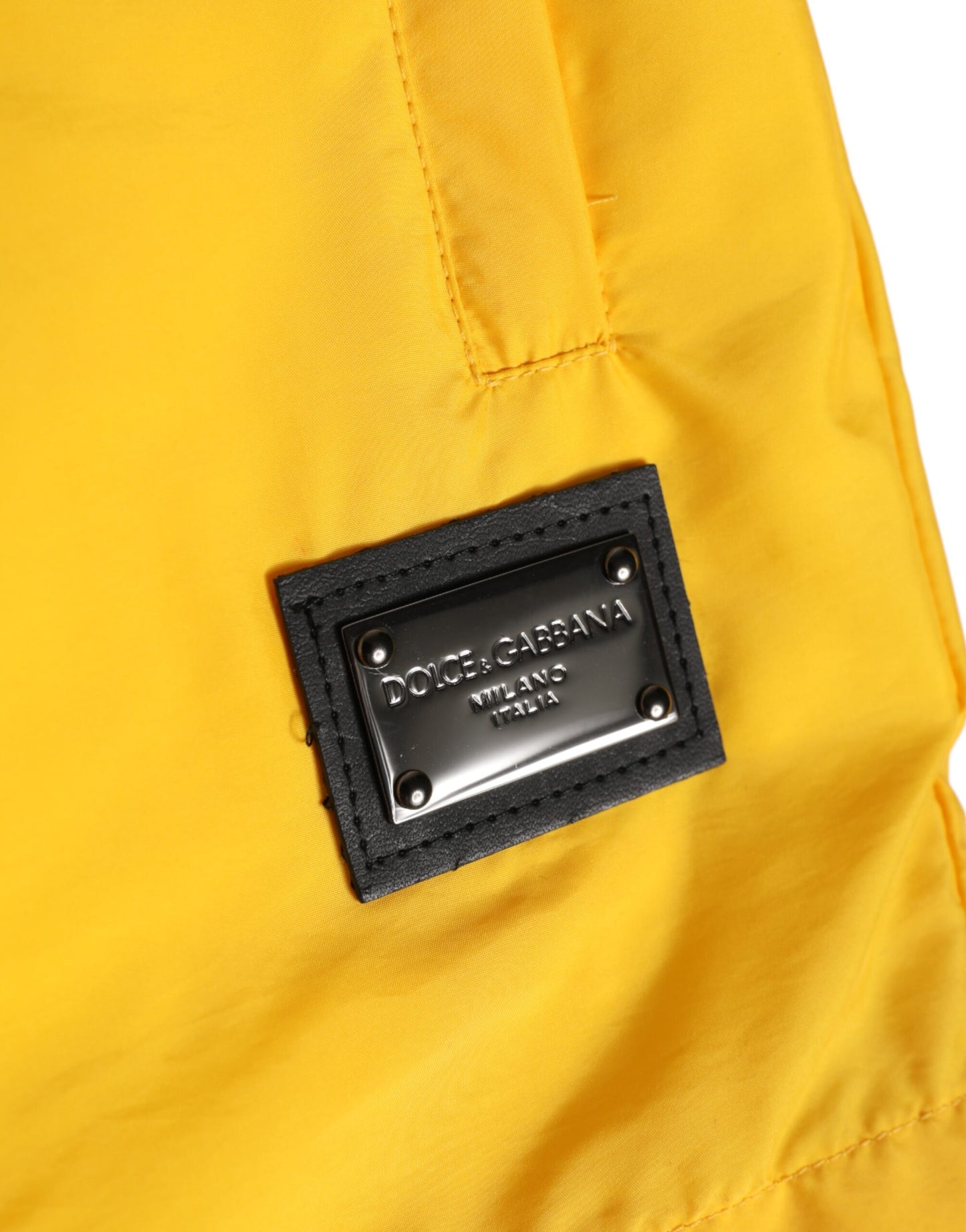 Dolce & Gabbana Yellow Nylon Logo Plaque Boxer Shorts Swimwear Curated Luxury Accessories by Orvyn