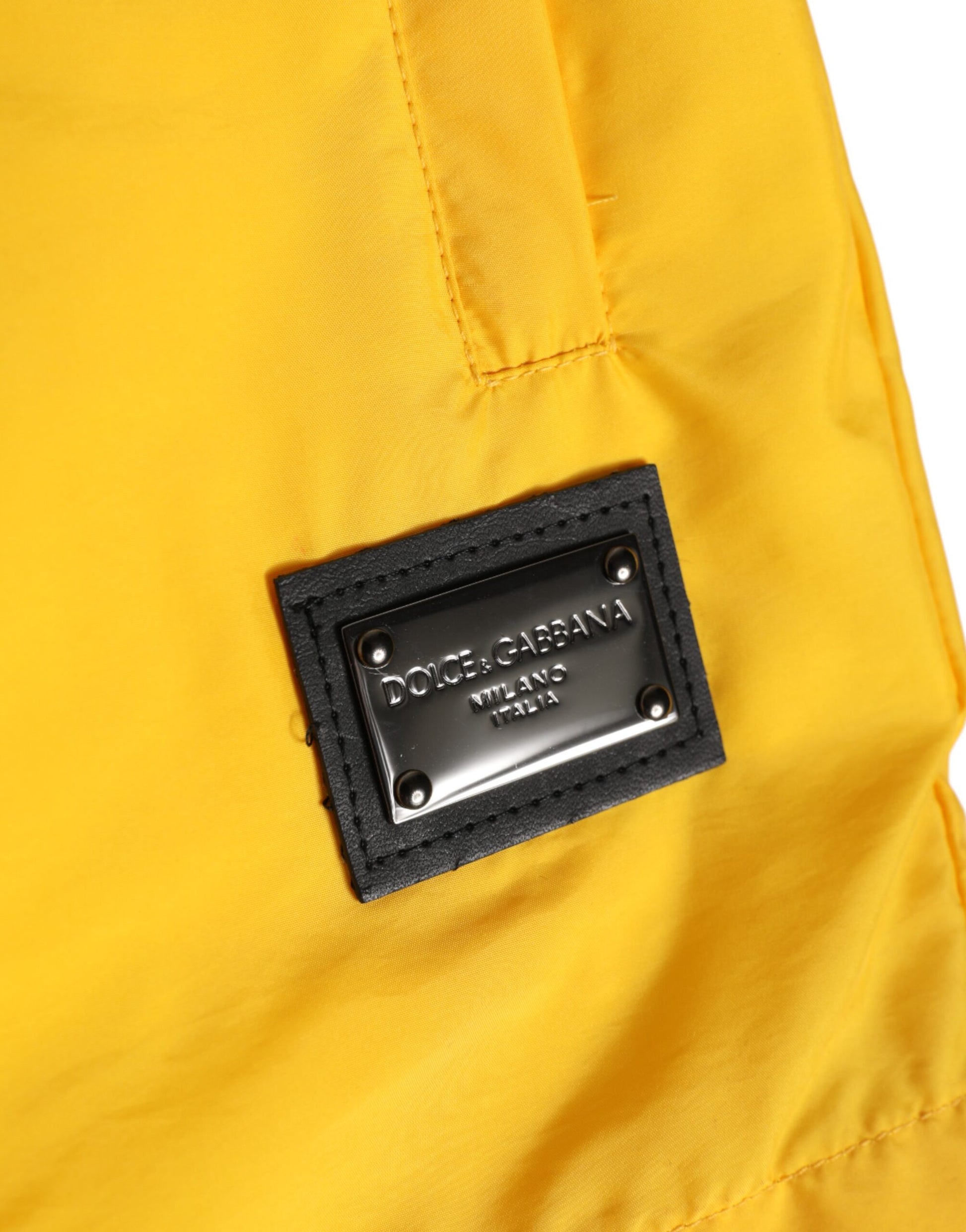 Dolce & Gabbana Yellow Nylon Logo Plaque Boxer Shorts Swimwear Curated Luxury Accessories by Orvyn
