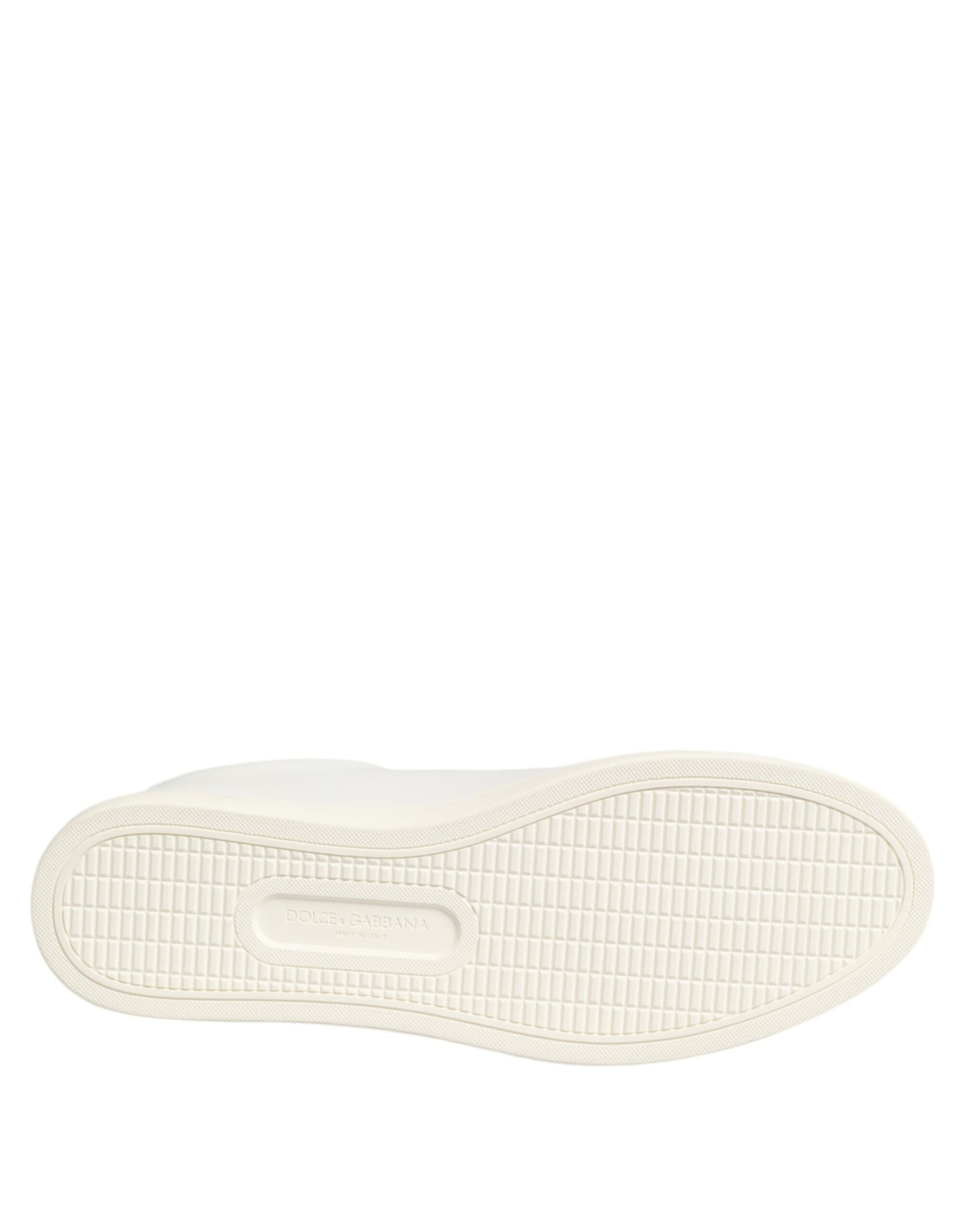 Dolce & Gabbana White Leather Rose Embroidery Low-Top Shoes Curated Luxury Accessories by Orvyn