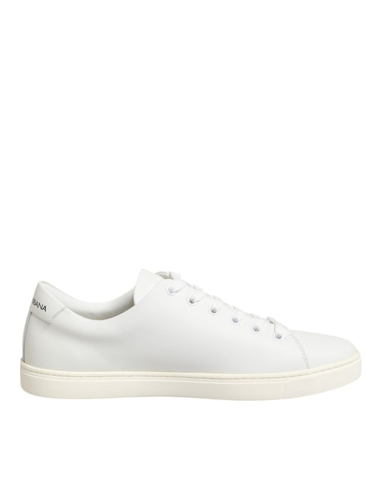 Dolce & Gabbana White Leather Sacred Heart Patch Sneakers Shoes Curated Luxury Accessories by Orvyn