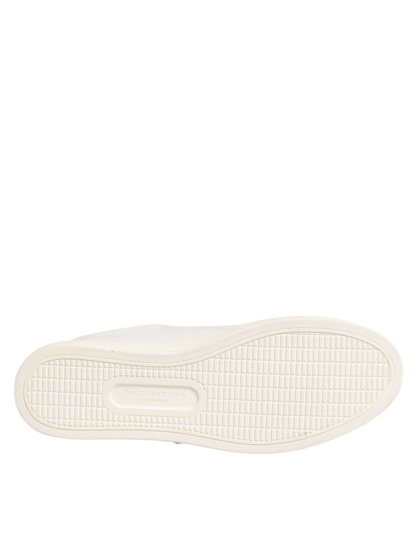 Dolce & Gabbana White Leather Sacred Heart Patch Sneakers Shoes Curated Luxury Accessories by Orvyn