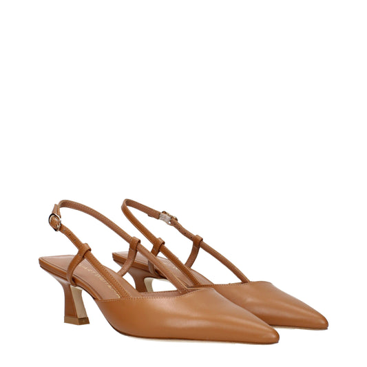 Stuart Weitzman Brown Leather Mid Heel Pumps Curated Luxury Accessories by Orvyn