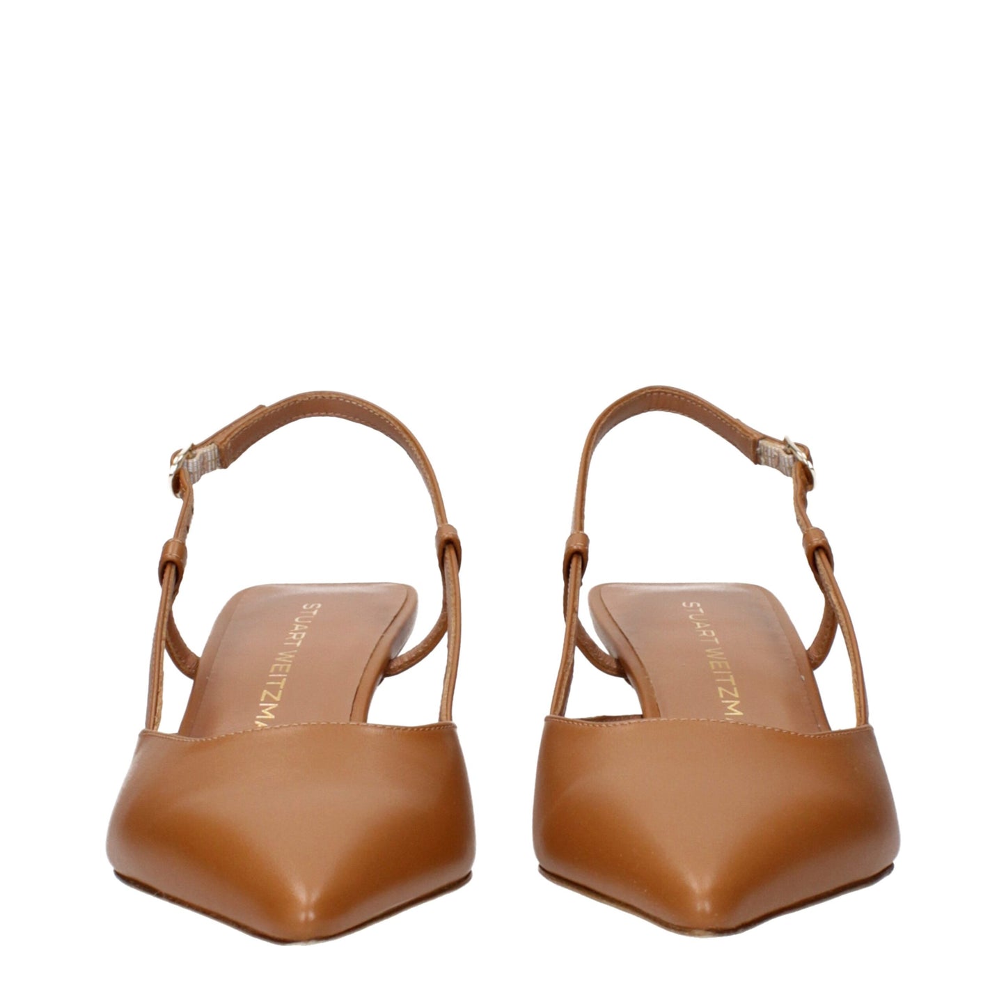 Stuart Weitzman Brown Leather Mid Heel Pumps Curated Luxury Accessories by Orvyn