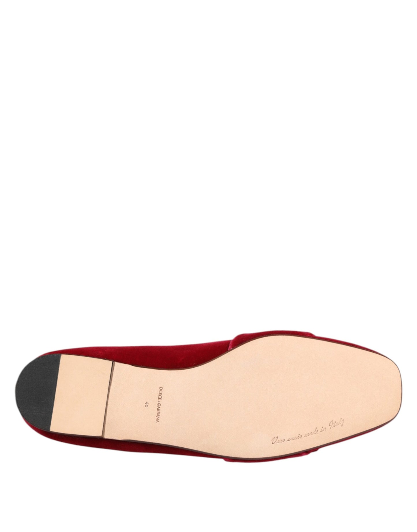 Dolce & Gabbana Red Velvet Crystal Buckle Loafers Flats Shoes Curated Luxury Accessories by Orvyn