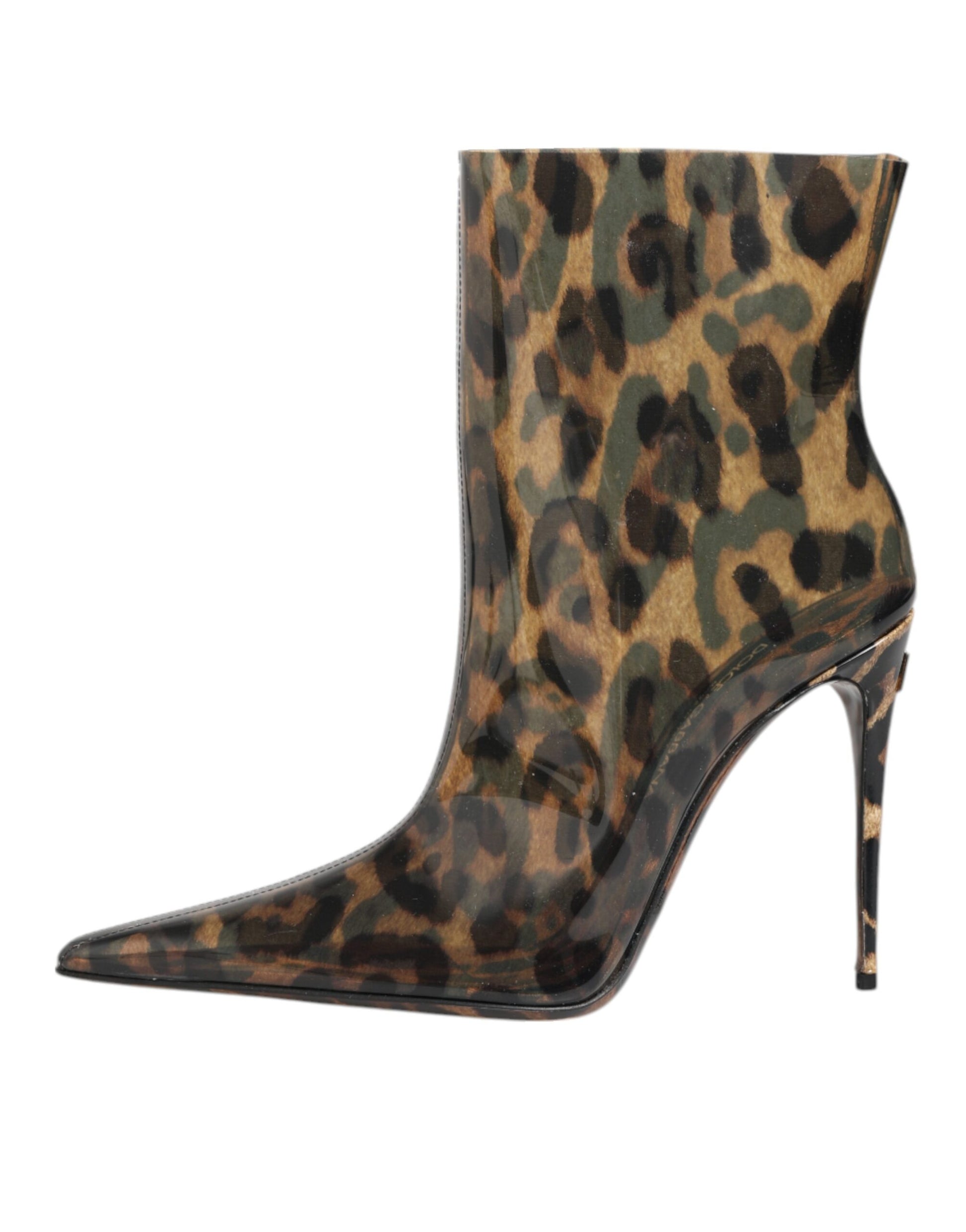 Dolce & Gabbana Leopard Print PVC Pointed Toe Boots Shoes Curated Luxury Accessories by Orvyn