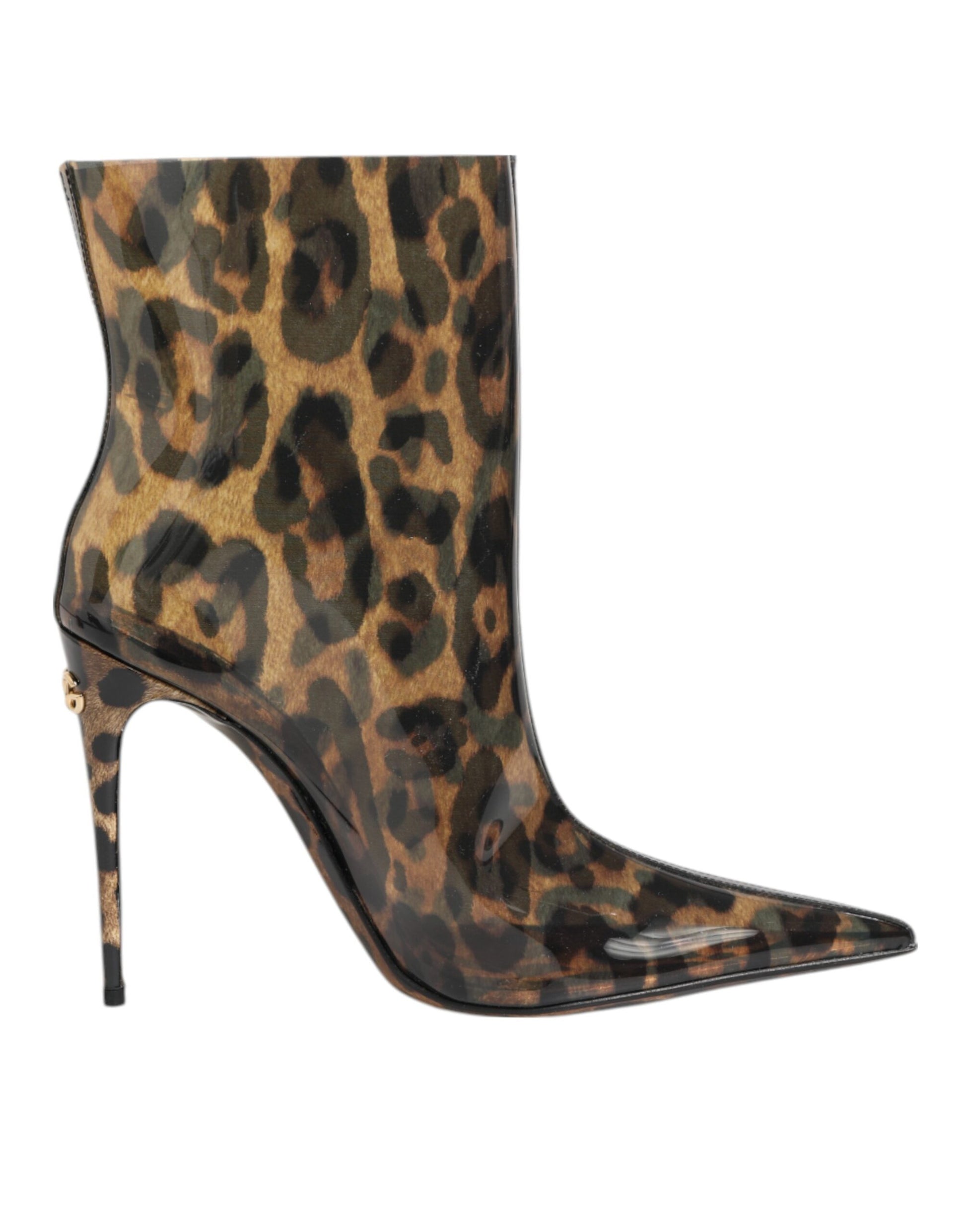 Dolce & Gabbana Leopard Print PVC Pointed Toe Boots Shoes Curated Luxury Accessories by Orvyn