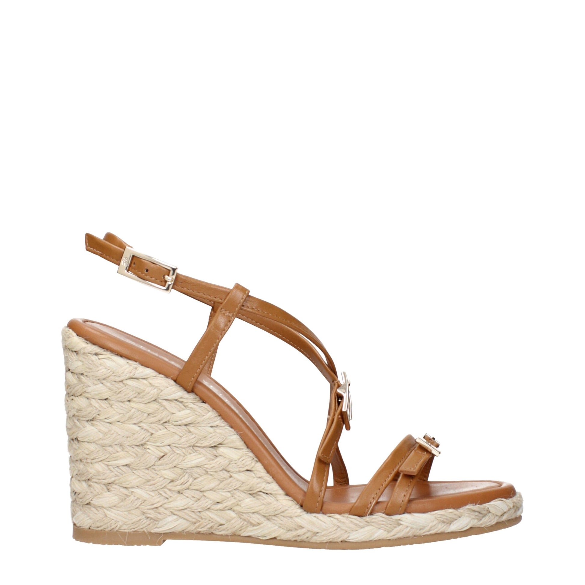 Stuart Weitzman Brown Leather Wedge Sandals Curated Luxury Accessories by Orvyn