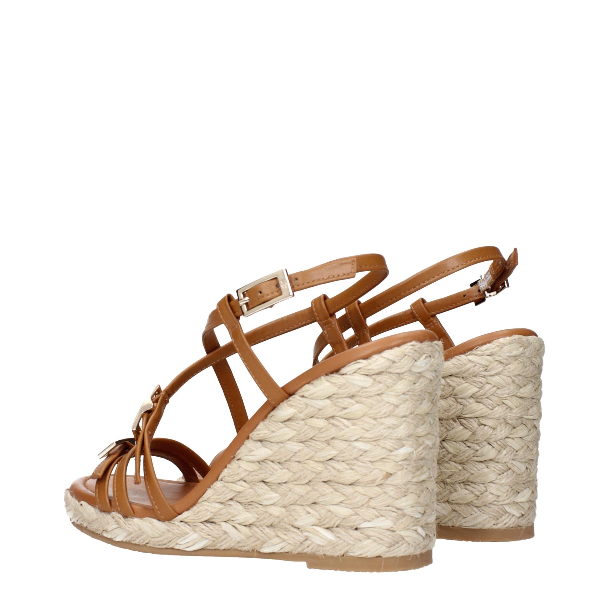 Stuart Weitzman Brown Leather Wedge Sandals Curated Luxury Accessories by Orvyn