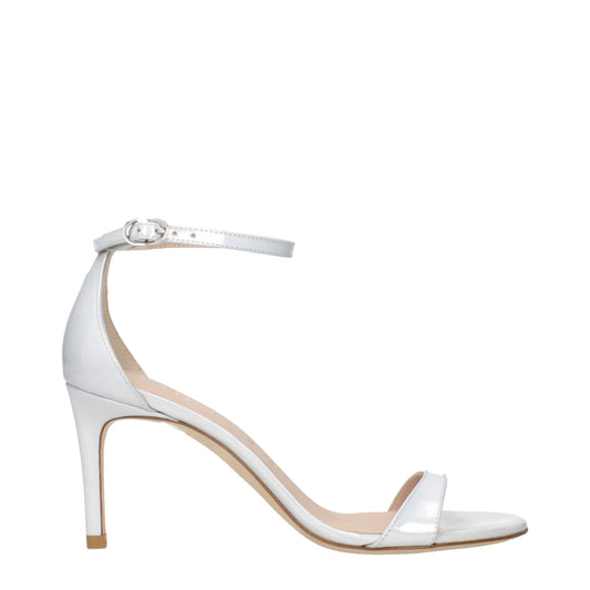Stuart Weitzman White Leather Stiletto Heel Sandals Curated Luxury Accessories by Orvyn