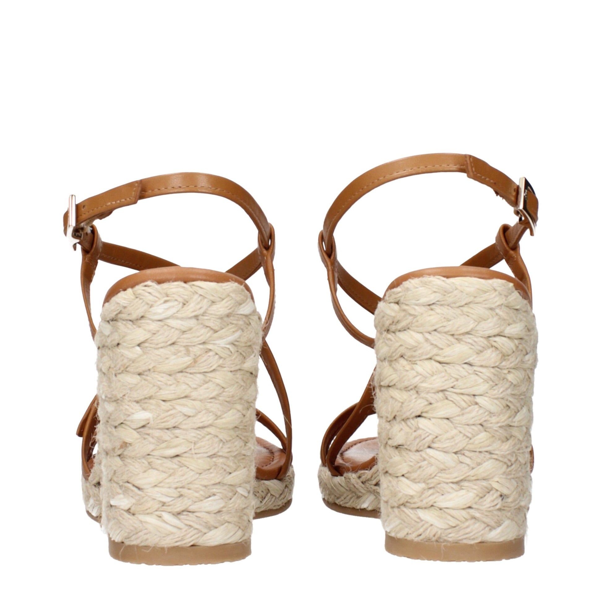 Stuart Weitzman Brown Leather Wedge Sandals Curated Luxury Accessories by Orvyn