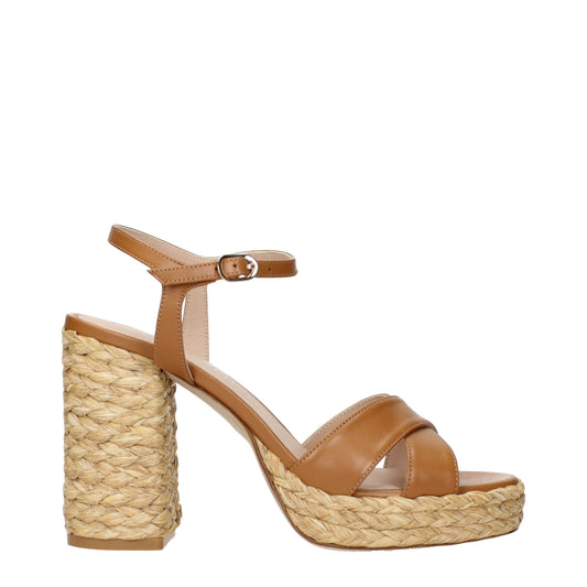 Stuart Weitzman Brown Leather Platform Sandals Curated Luxury Accessories by Orvyn