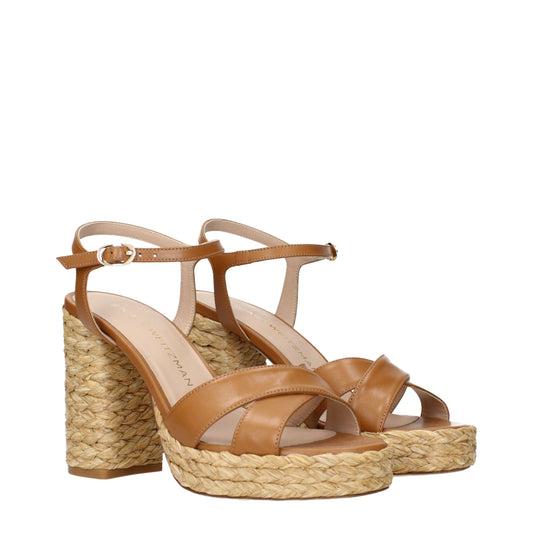 Stuart Weitzman Brown Leather Platform Sandals Curated Luxury Accessories by Orvyn