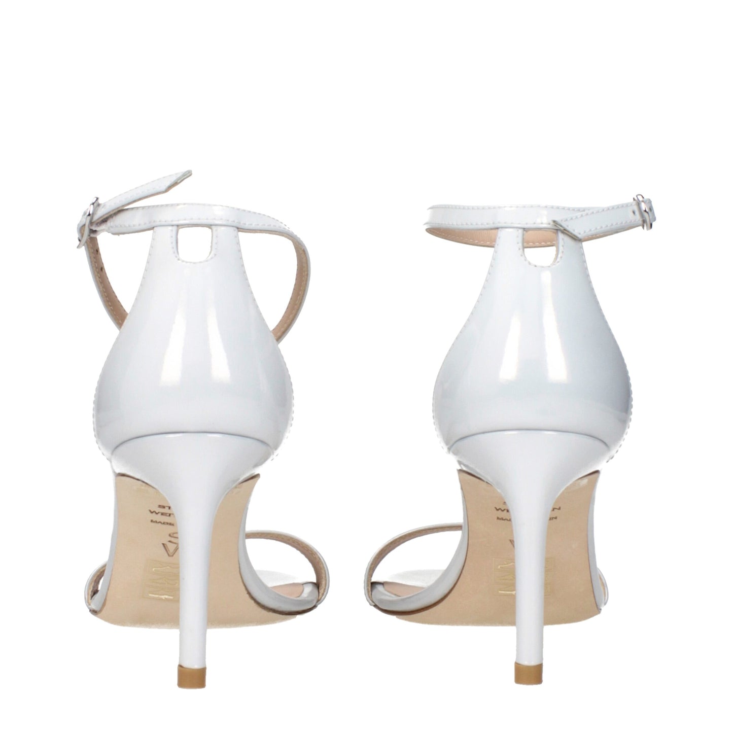 Stuart Weitzman White Leather Stiletto Heel Sandals Curated Luxury Accessories by Orvyn