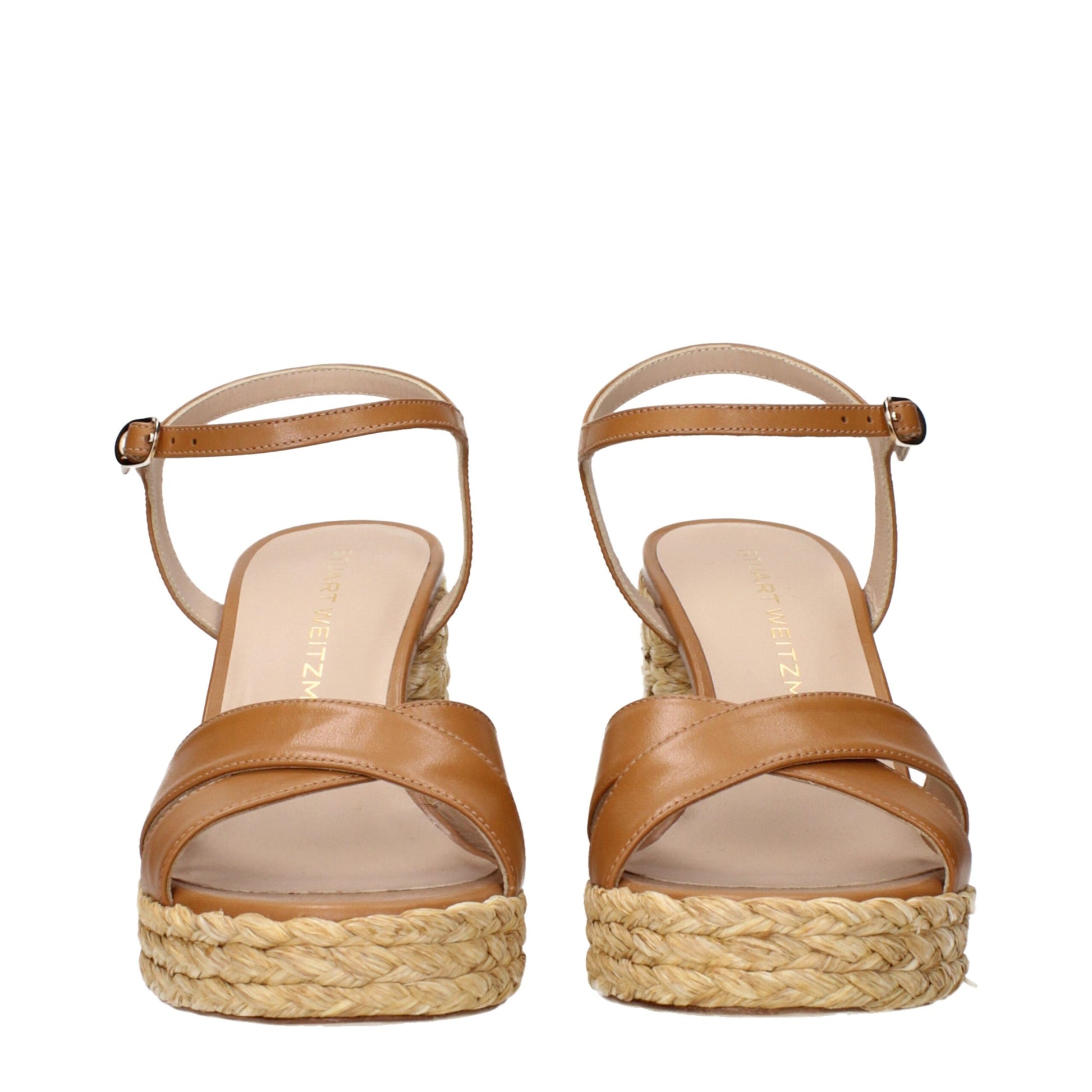 Stuart Weitzman Brown Leather Platform Sandals Curated Luxury Accessories by Orvyn