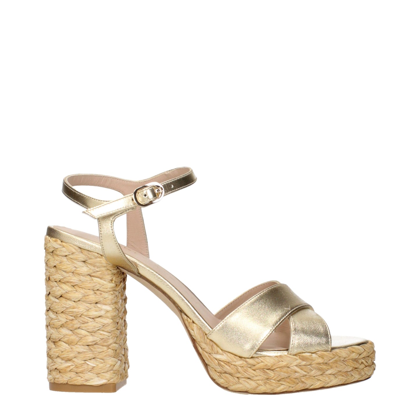Stuart Weitzman Gold Leather Platform Sandals Curated Luxury Accessories by Orvyn