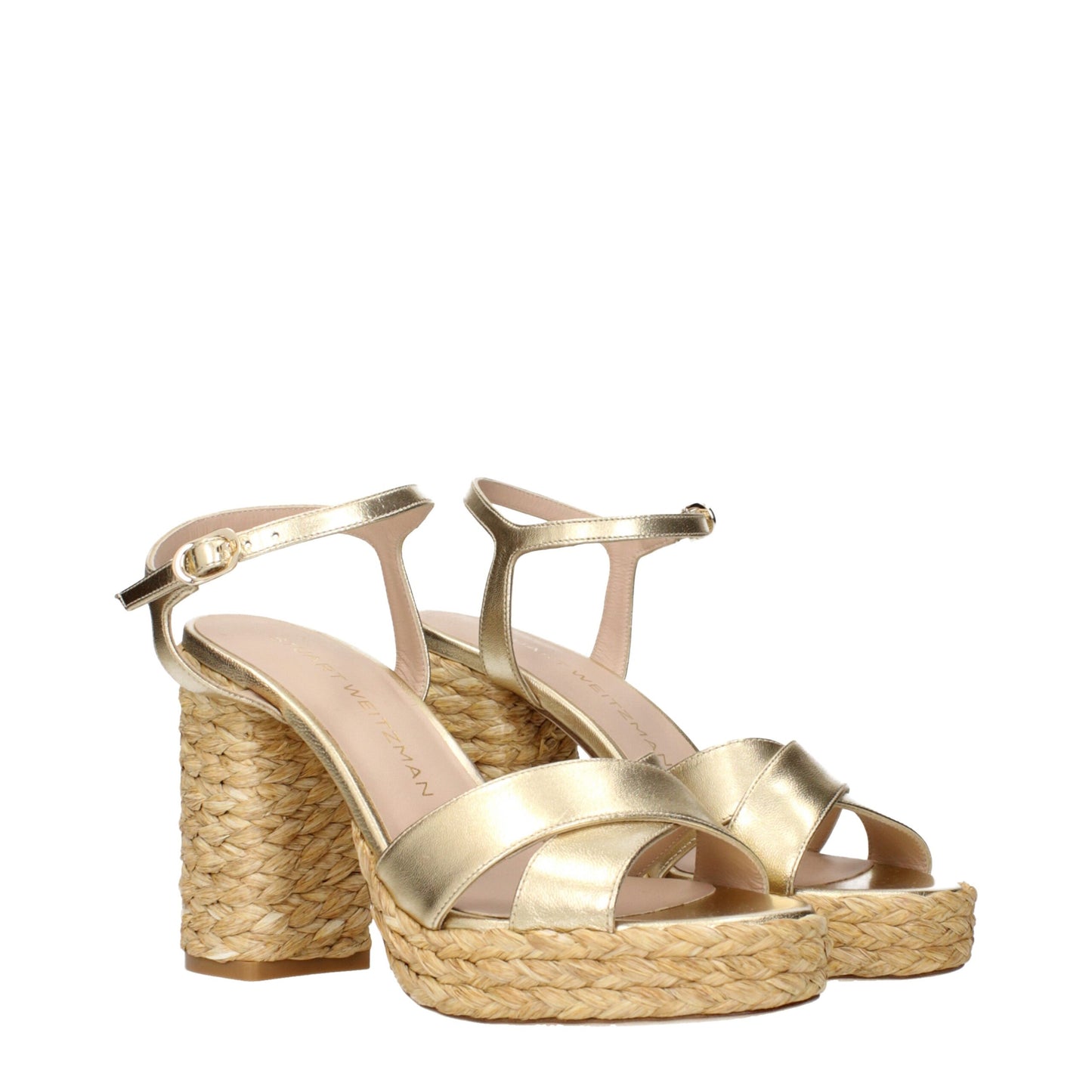 Stuart Weitzman Gold Leather Platform Sandals Curated Luxury Accessories by Orvyn