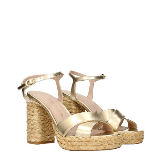 Stuart Weitzman Gold Leather Platform Sandals Curated Luxury Accessories by Orvyn