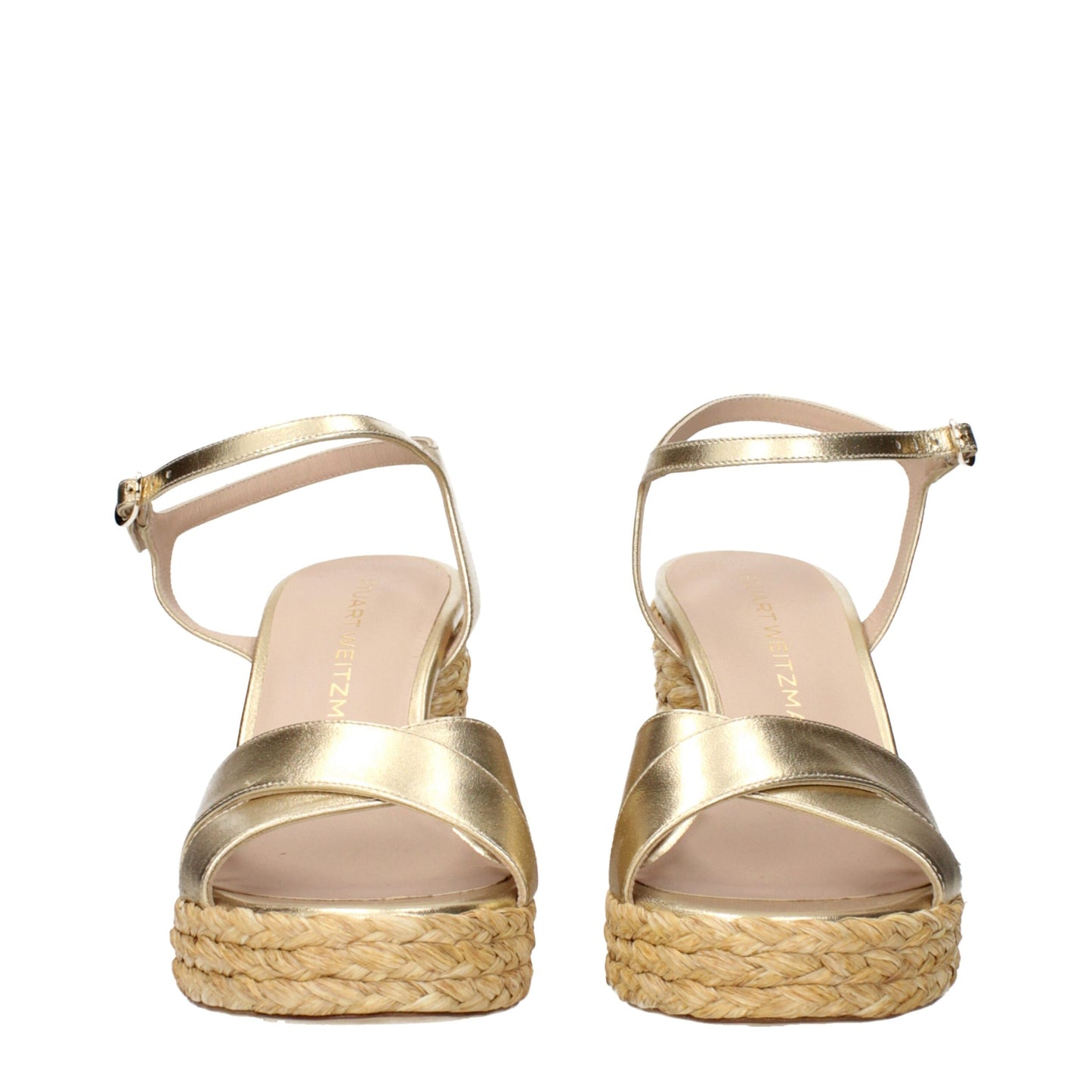 Stuart Weitzman Gold Leather Platform Sandals Curated Luxury Accessories by Orvyn