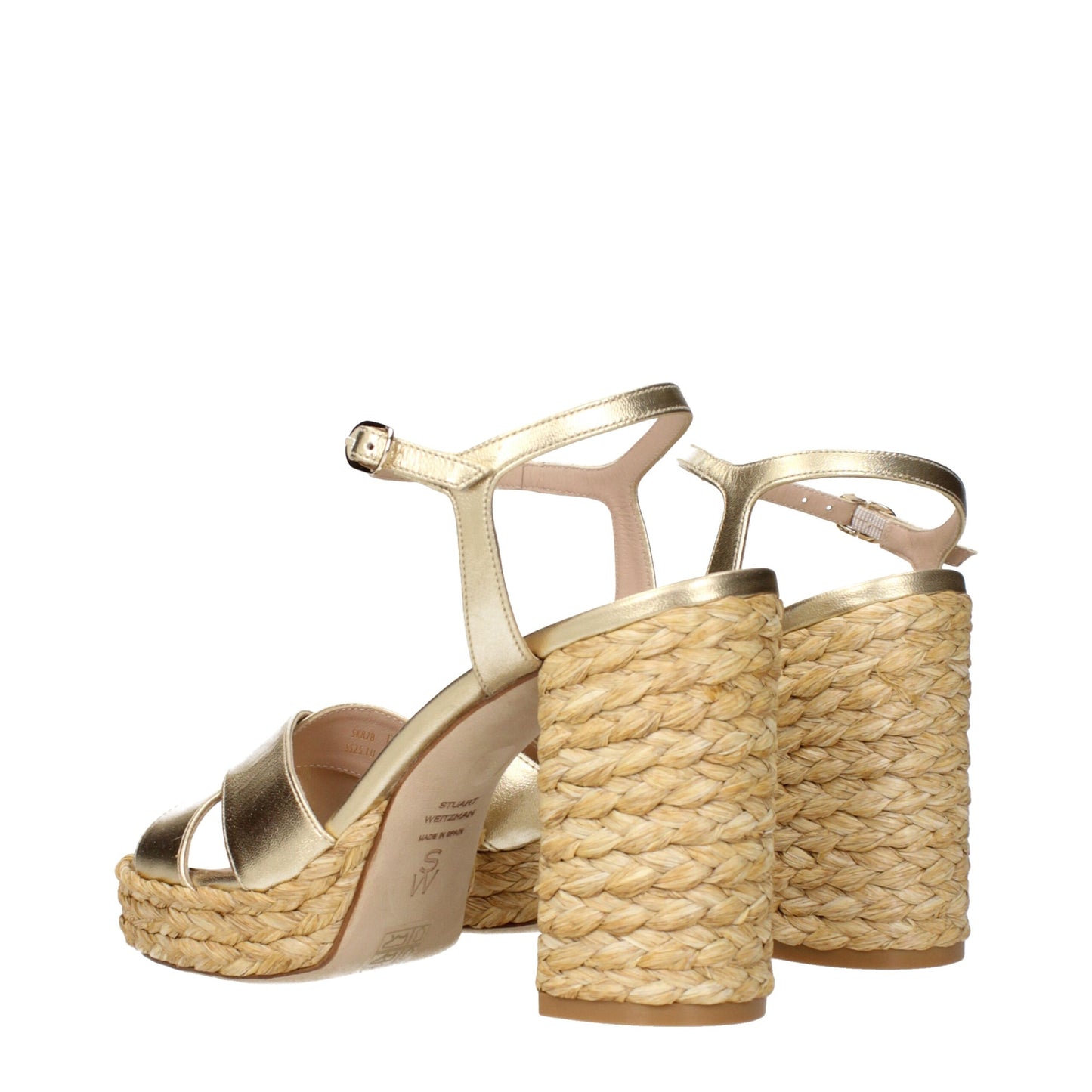 Stuart Weitzman Gold Leather Platform Sandals Curated Luxury Accessories by Orvyn