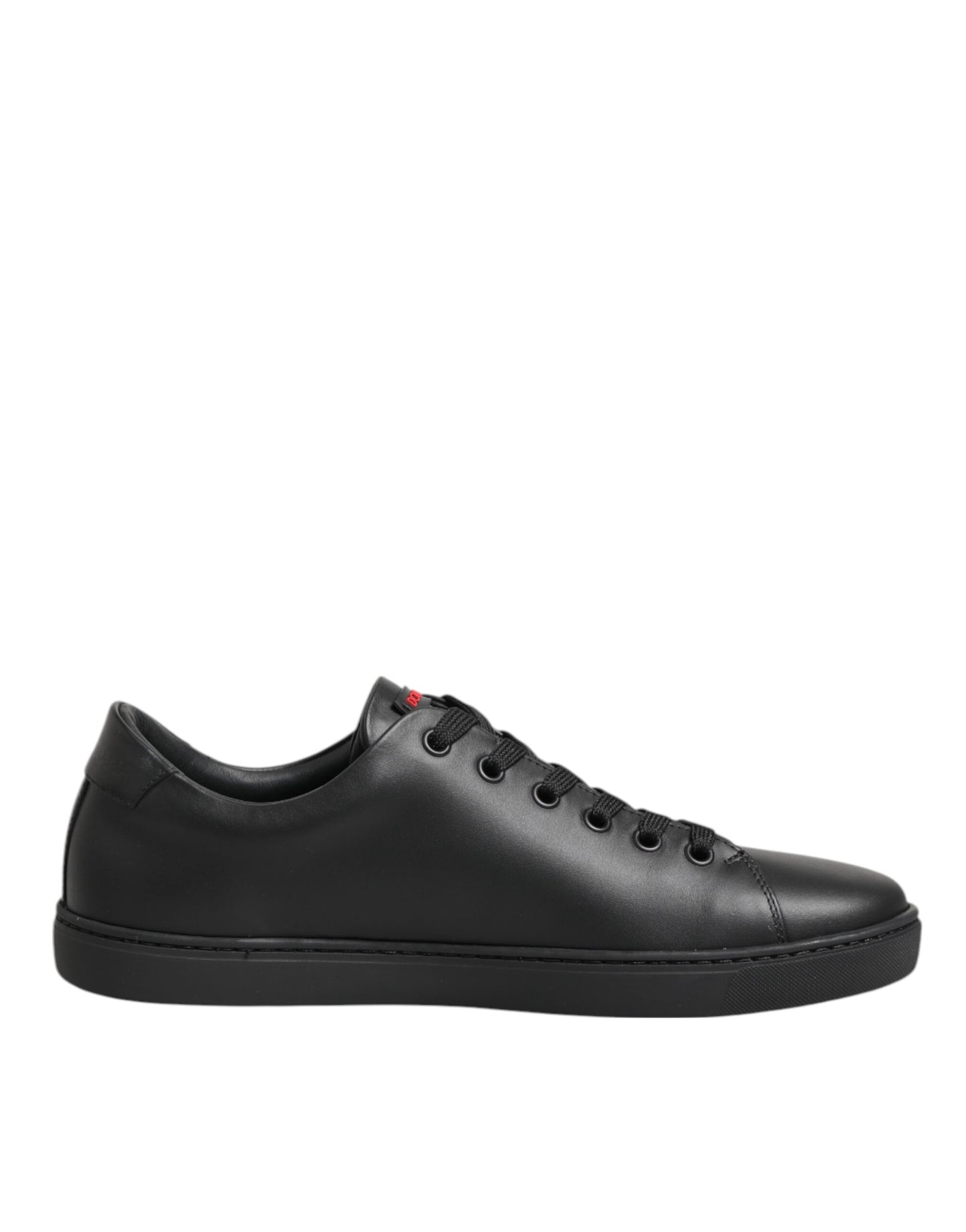 Dolce & Gabbana Black Leather Crystal Heart Low Top Sneakers Shoes Curated Luxury Accessories by Orvyn