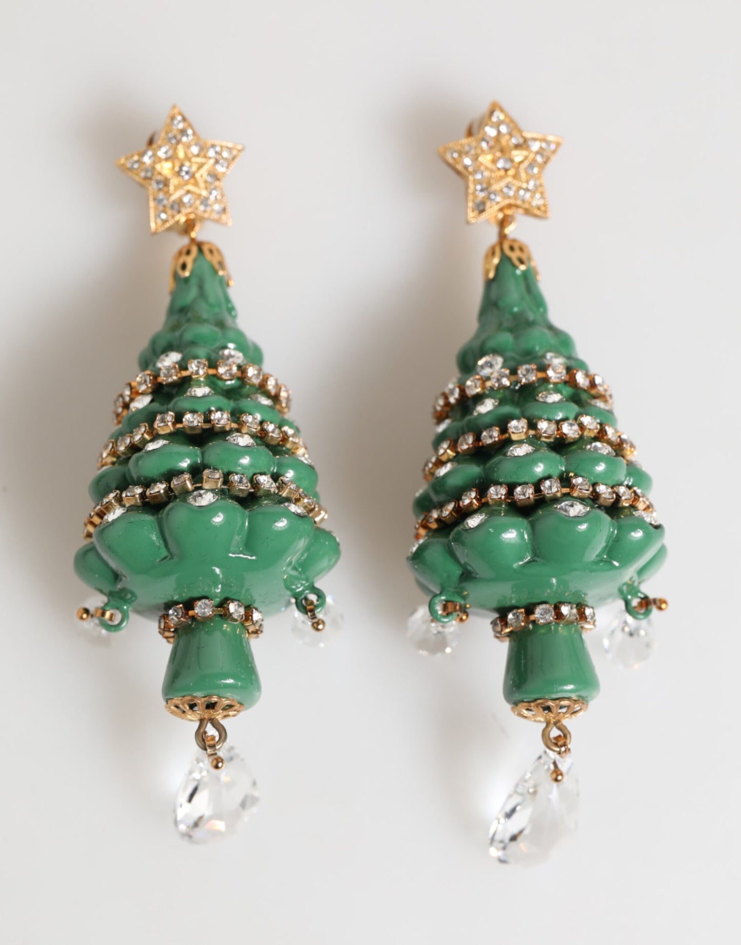 Dolce & Gabbana Gold Brass Multicolour Christmas Tree Earrings Curated Luxury Accessories by Orvyn