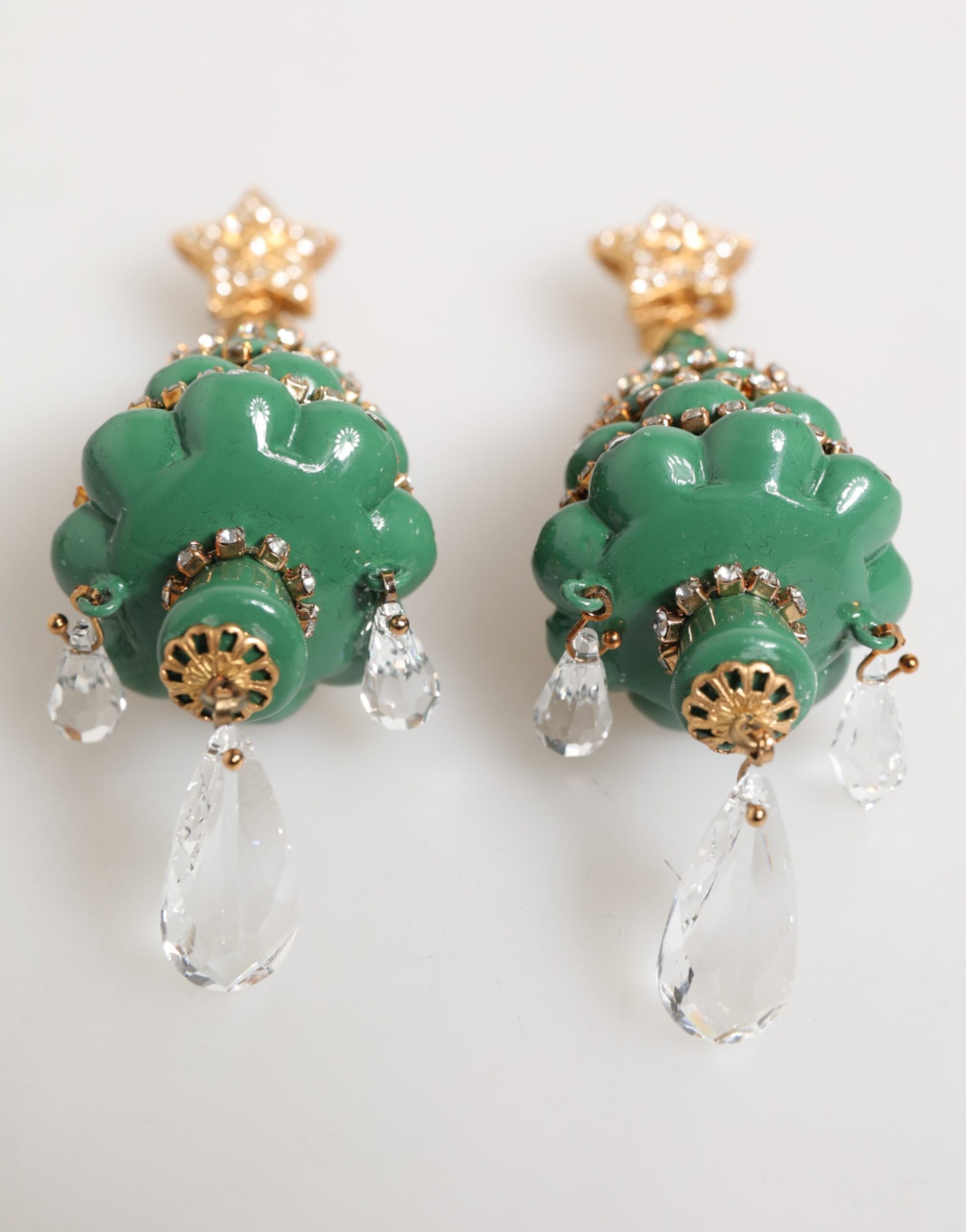 Dolce & Gabbana Gold Brass Multicolour Christmas Tree Earrings Curated Luxury Accessories by Orvyn