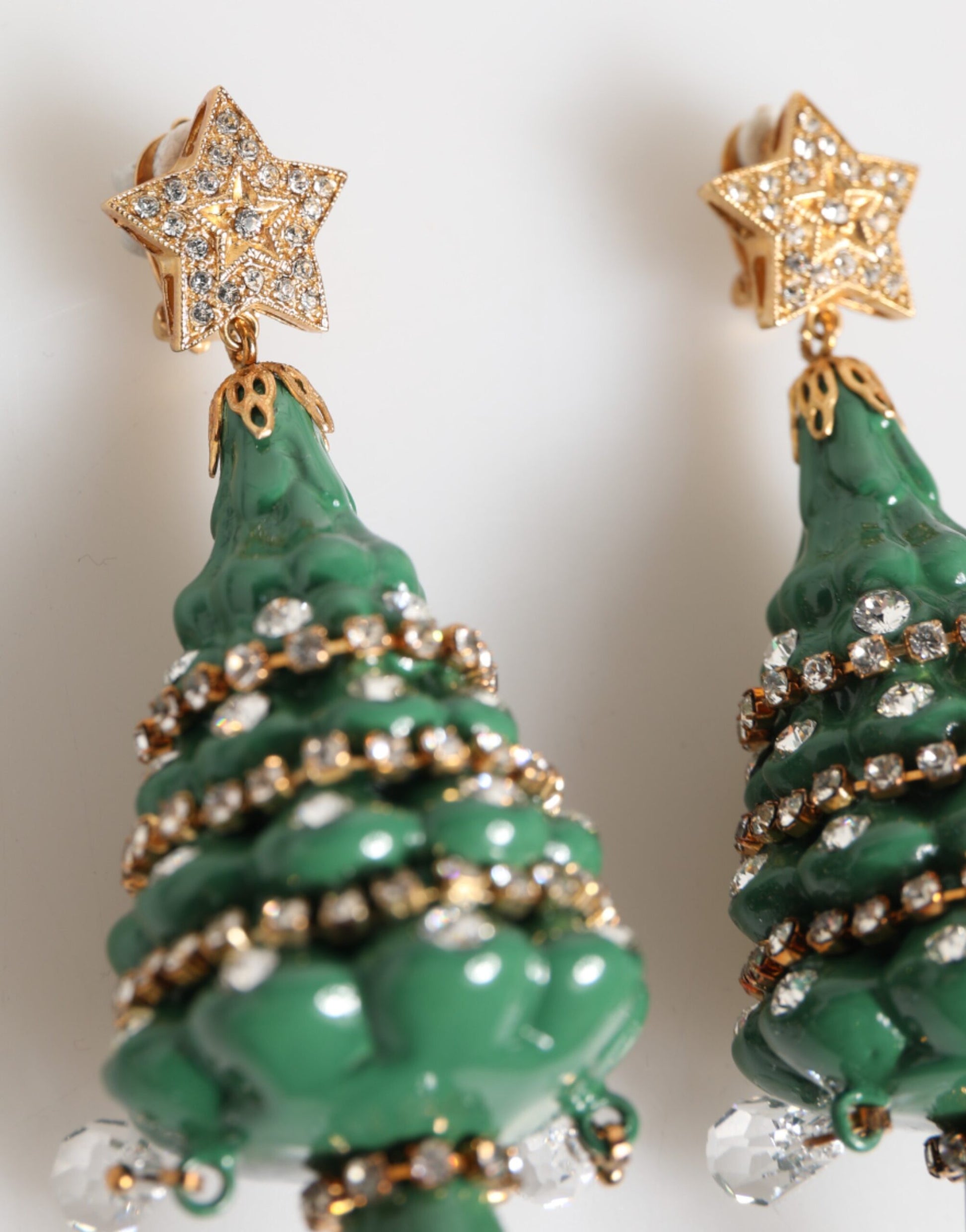 Dolce & Gabbana Gold Brass Multicolour Christmas Tree Earrings Curated Luxury Accessories by Orvyn