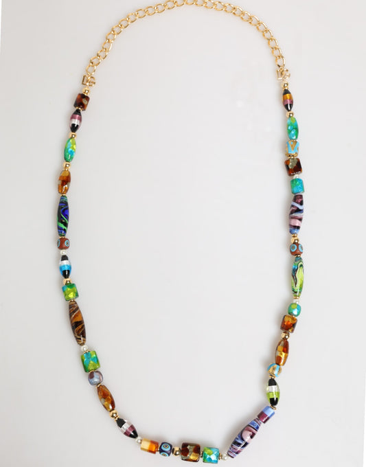 Dolce & Gabbana Multicolor Murano Glass Beads Brass Women Jewelry Necklace Curated Luxury Accessories by Orvyn