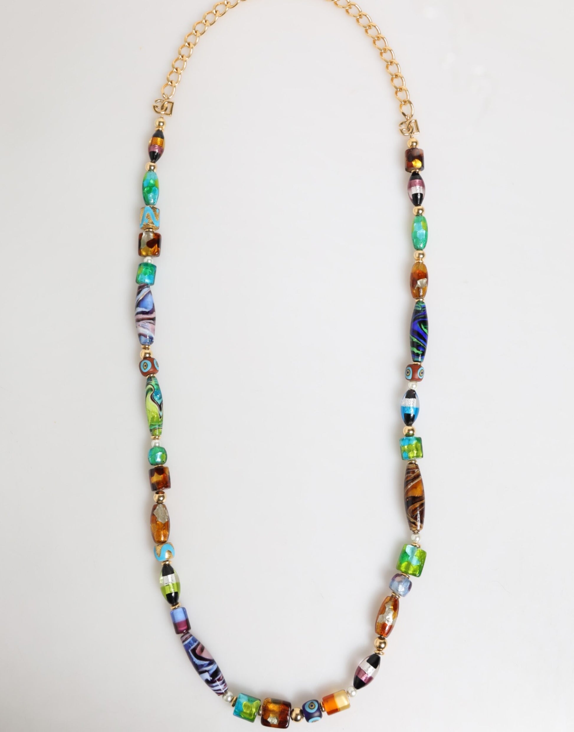 Dolce & Gabbana Multicolor Murano Glass Beads Brass Women Jewelry Necklace Curated Luxury Accessories by Orvyn