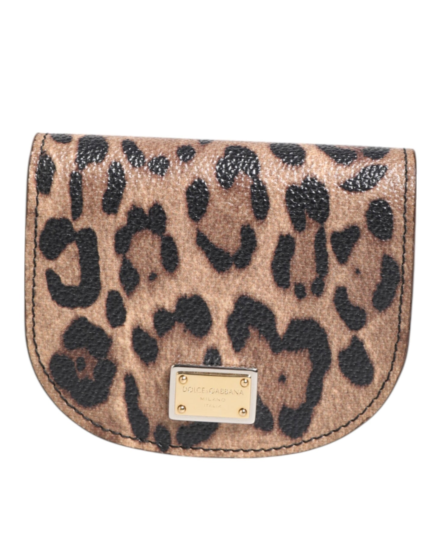 Dolce & Gabbana Brown Leopard Print Calf Leather Small Coin Purse Wallet Curated Luxury Accessories by Orvyn