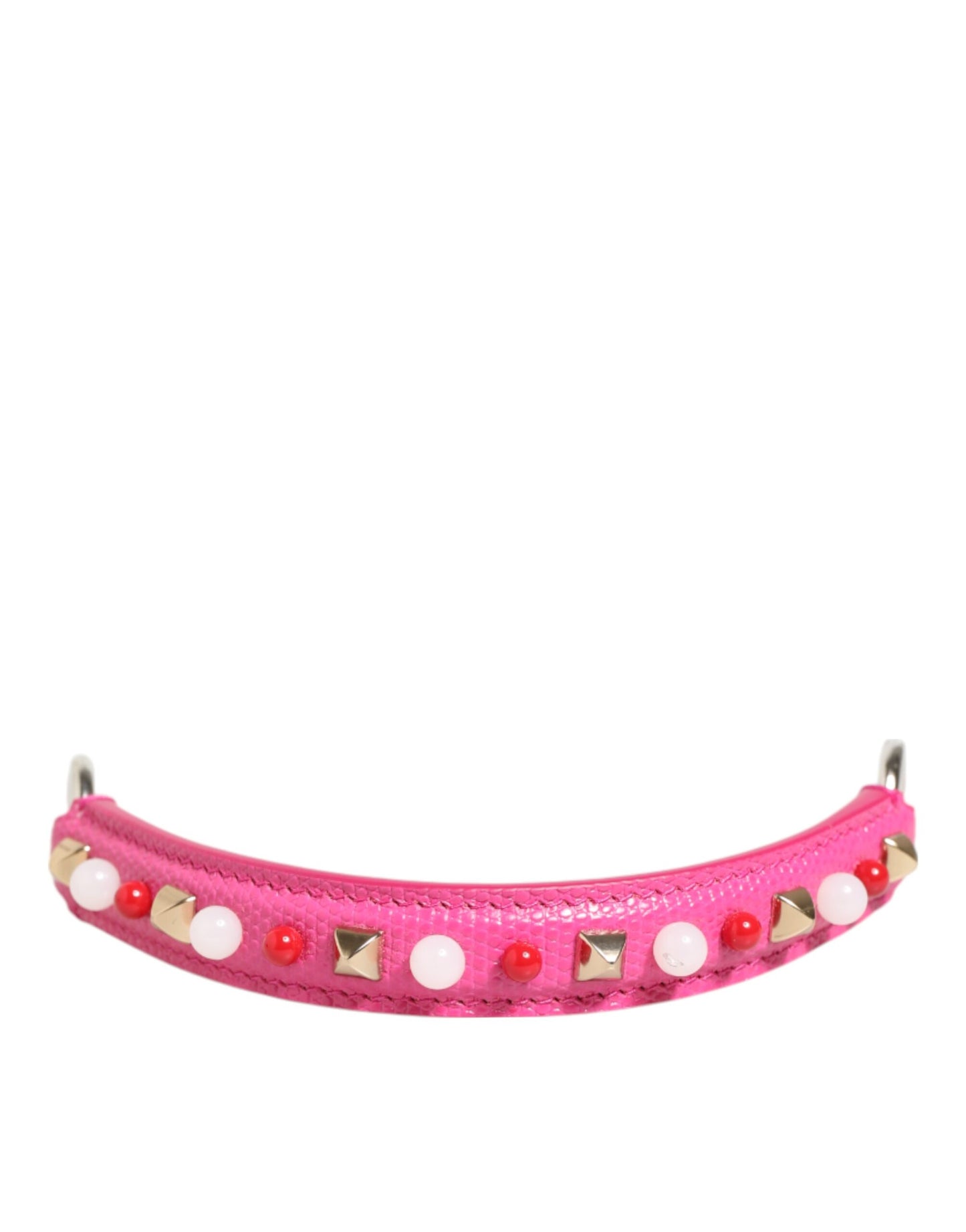 Dolce & Gabbana Pink Embellished Leather Bag Handle Women Shoulder Strap Curated Luxury Accessories by Orvyn