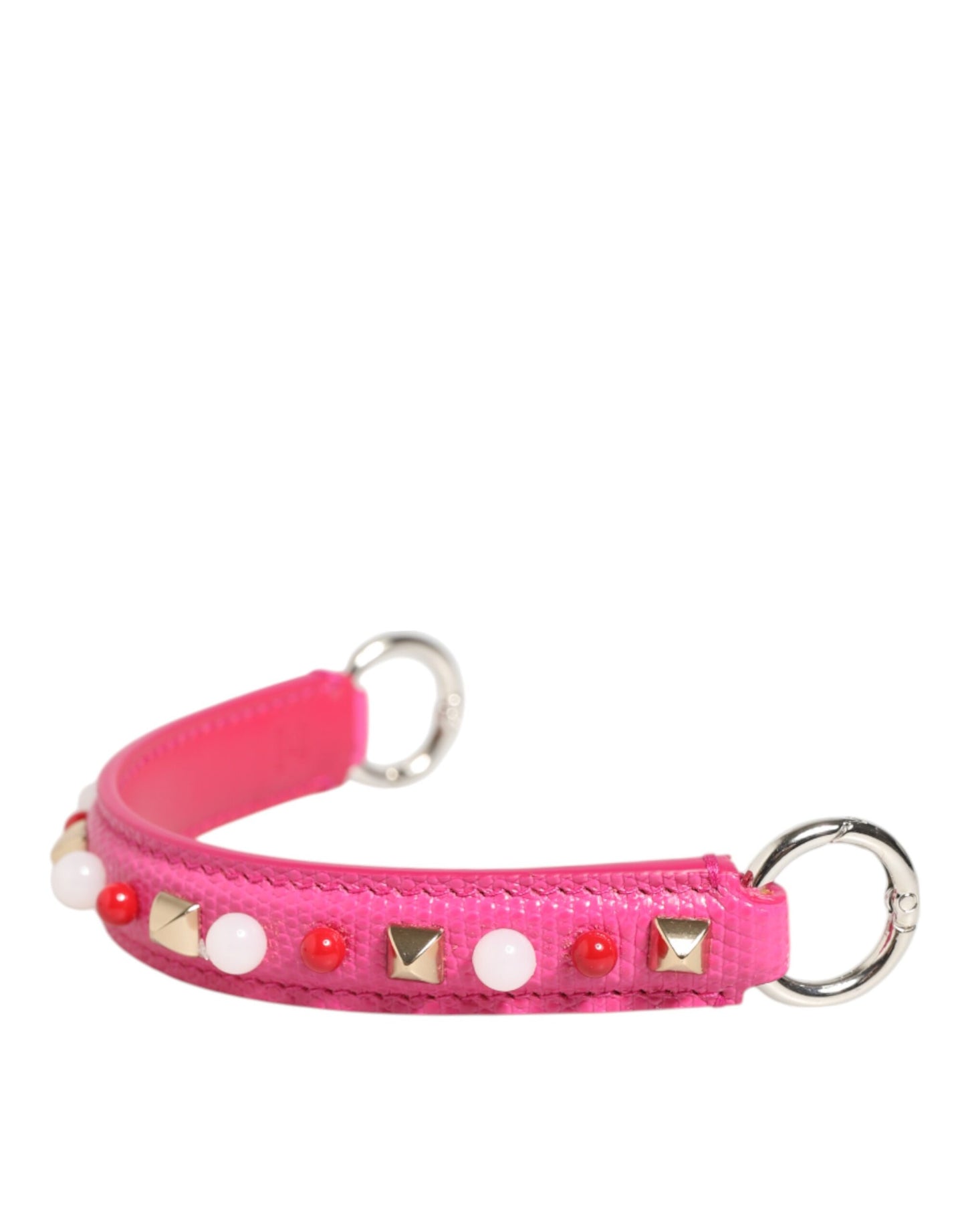 Dolce & Gabbana Pink Embellished Leather Bag Handle Women Shoulder Strap Curated Luxury Accessories by Orvyn