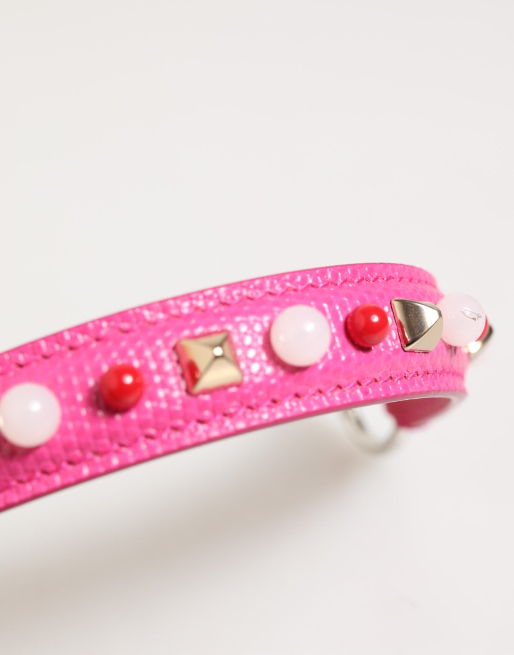 Dolce & Gabbana Pink Embellished Leather Bag Handle Women Shoulder Strap Curated Luxury Accessories by Orvyn