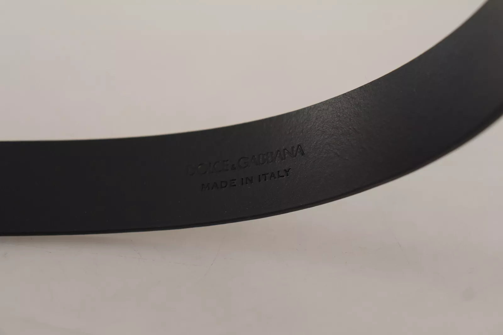 Dolce & Gabbana Calf Leather Silver Tone Black Metal Buckle Belt schwarz