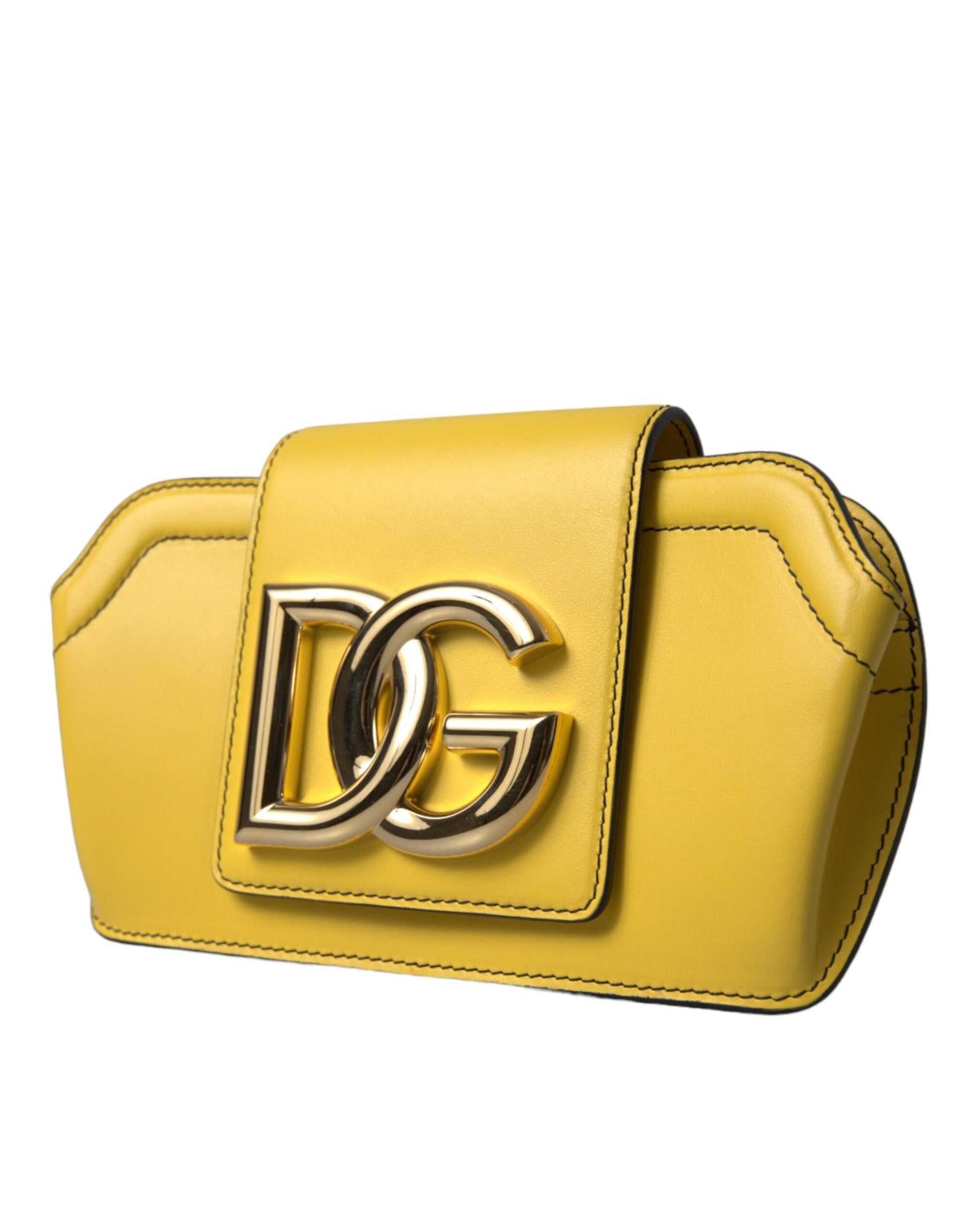 Dolce & Gabbana Yellow Smooth Leather DG Logo Clutch Crossbody Case Bag Curated Luxury Accessories by Orvyn