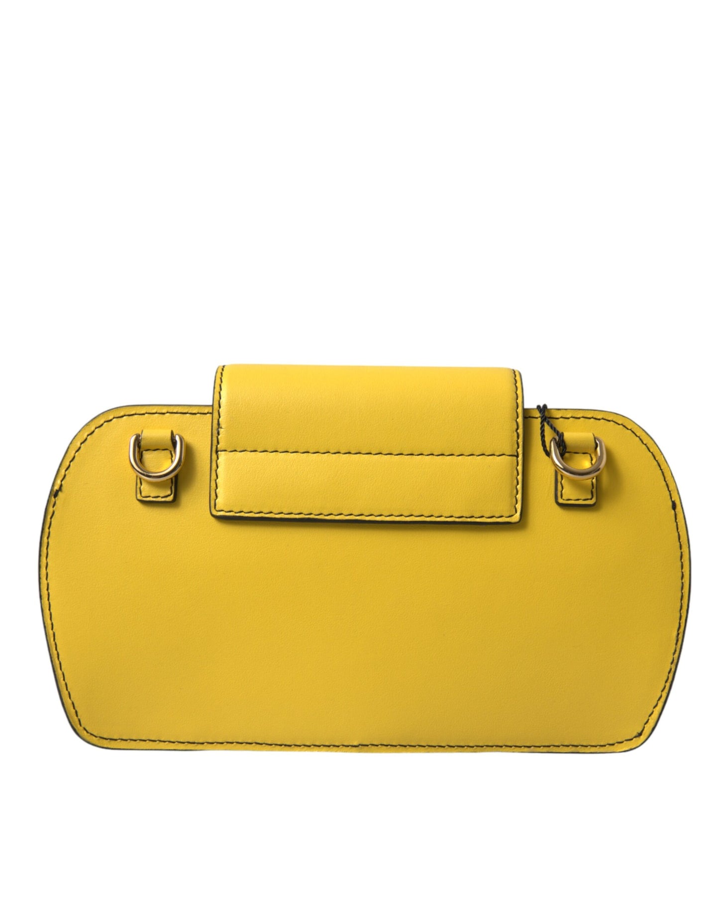 Dolce & Gabbana Yellow Smooth Leather DG Logo Clutch Crossbody Case Bag Curated Luxury Accessories by Orvyn