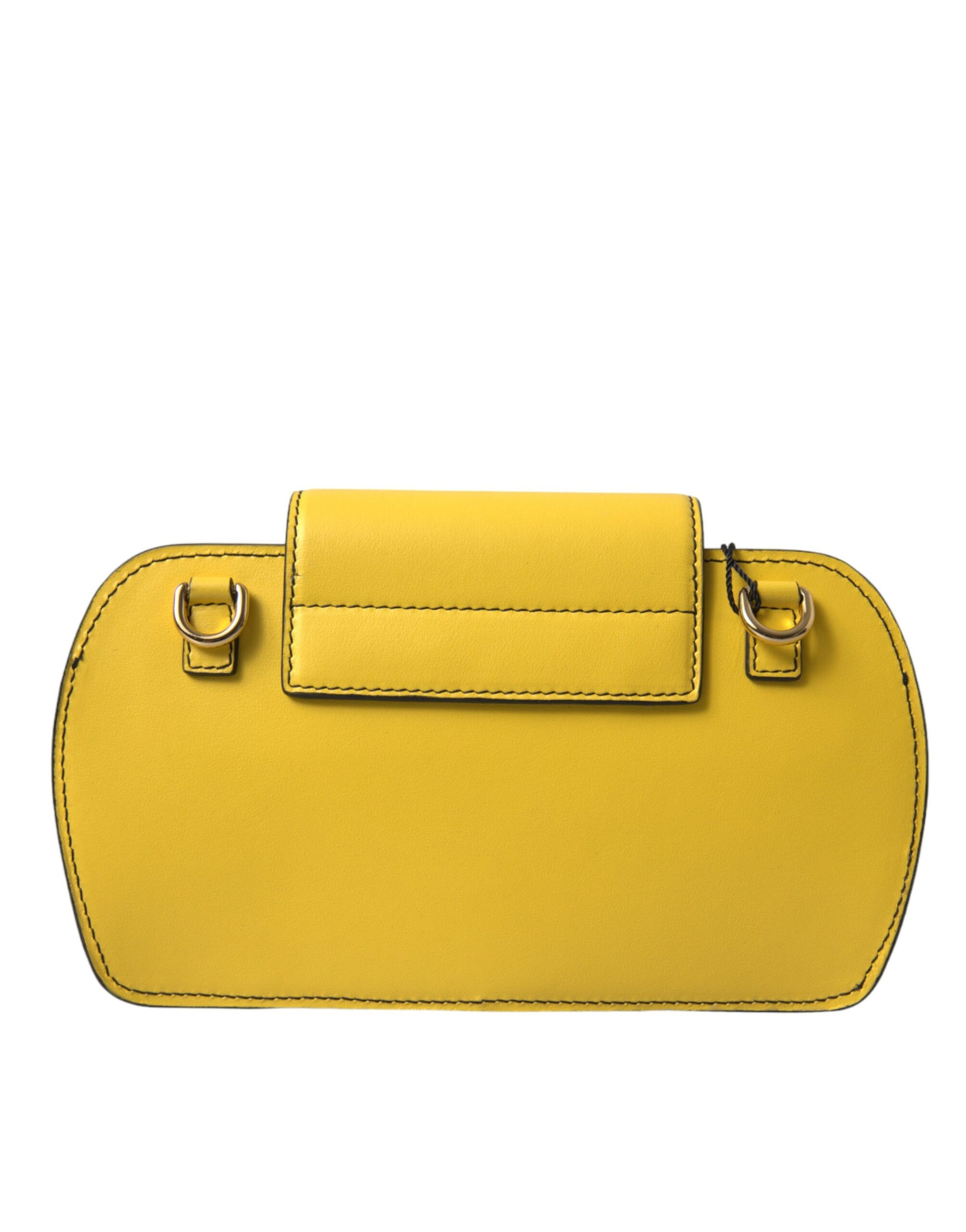 Dolce & Gabbana Yellow Smooth Leather DG Logo Clutch Crossbody Case Bag Curated Luxury Accessories by Orvyn