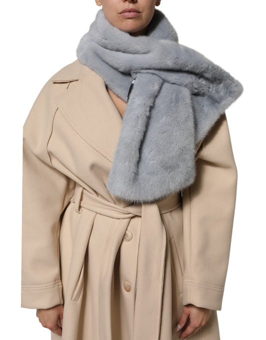 Dolce & Gabbana Powder Blue Mink Fur Neck Warmer Scarf Curated Luxury Accessories by Orvyn