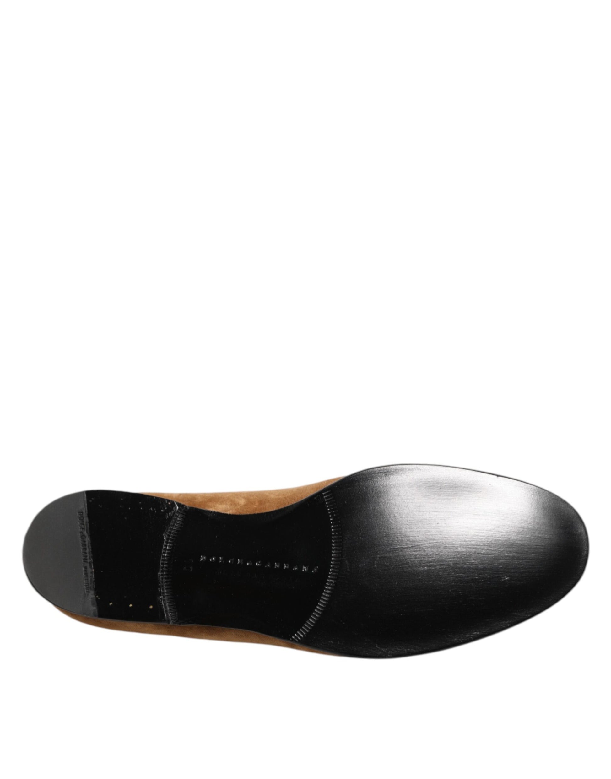 Dolce & Gabbana Brown Suede Slip On Men Loafers Formal Shoes Curated Luxury Accessories by Orvyn