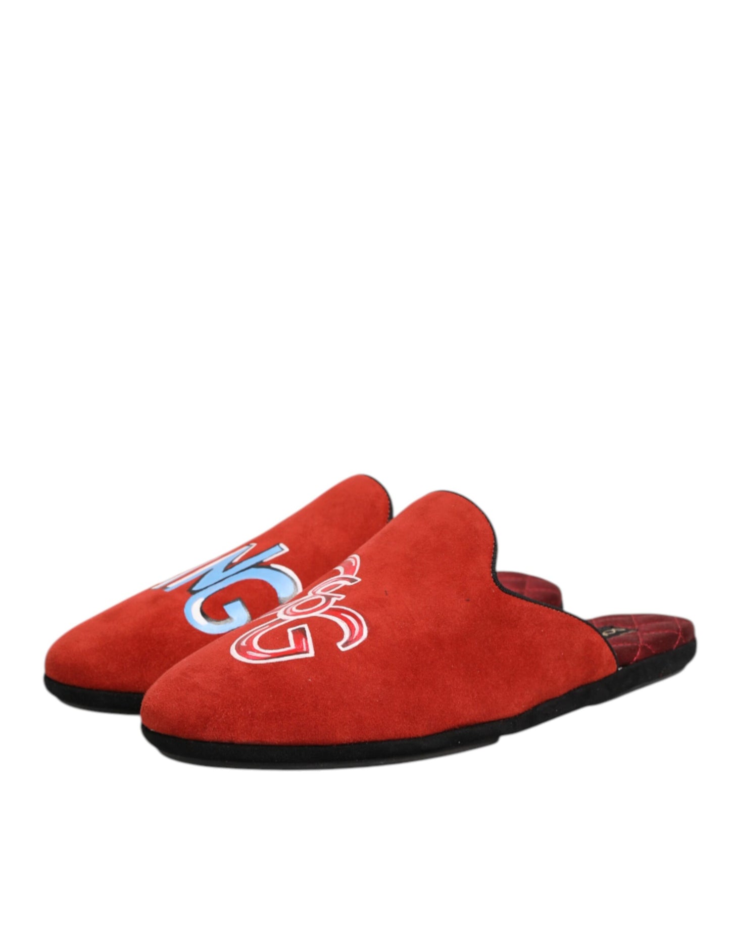 Dolce & Gabbana Red Suede DG King Men House Slippers Shoes Curated Luxury Accessories by Orvyn