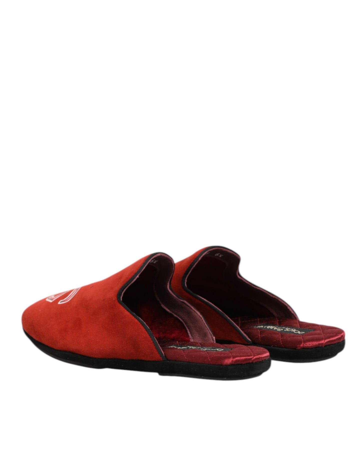 Dolce & Gabbana Red Suede DG King Men House Slippers Shoes Curated Luxury Accessories by Orvyn