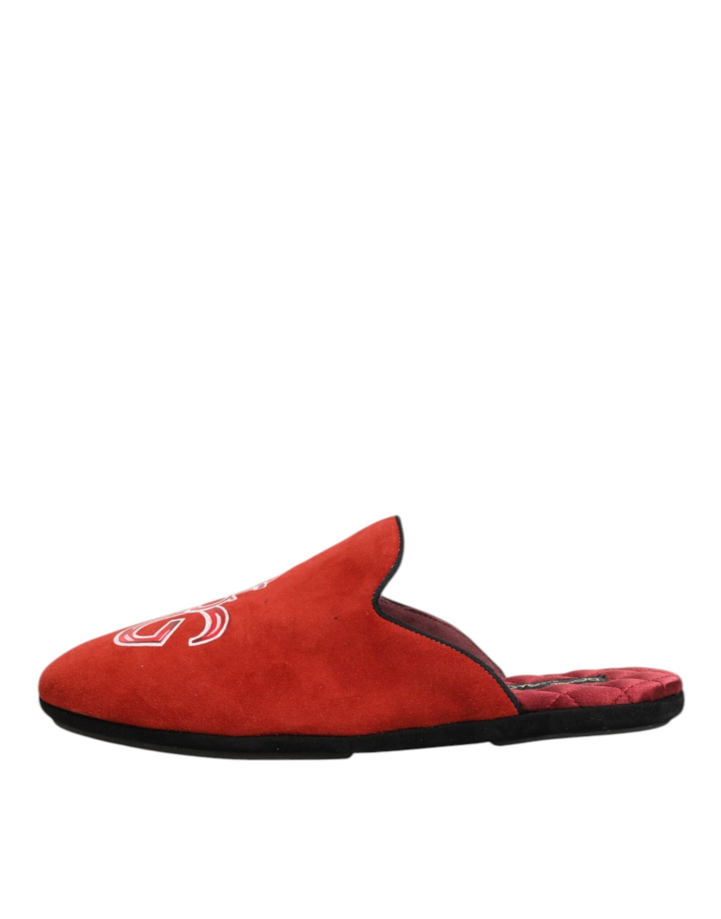 Dolce & Gabbana Red Suede DG King Men House Slippers Shoes Curated Luxury Accessories by Orvyn