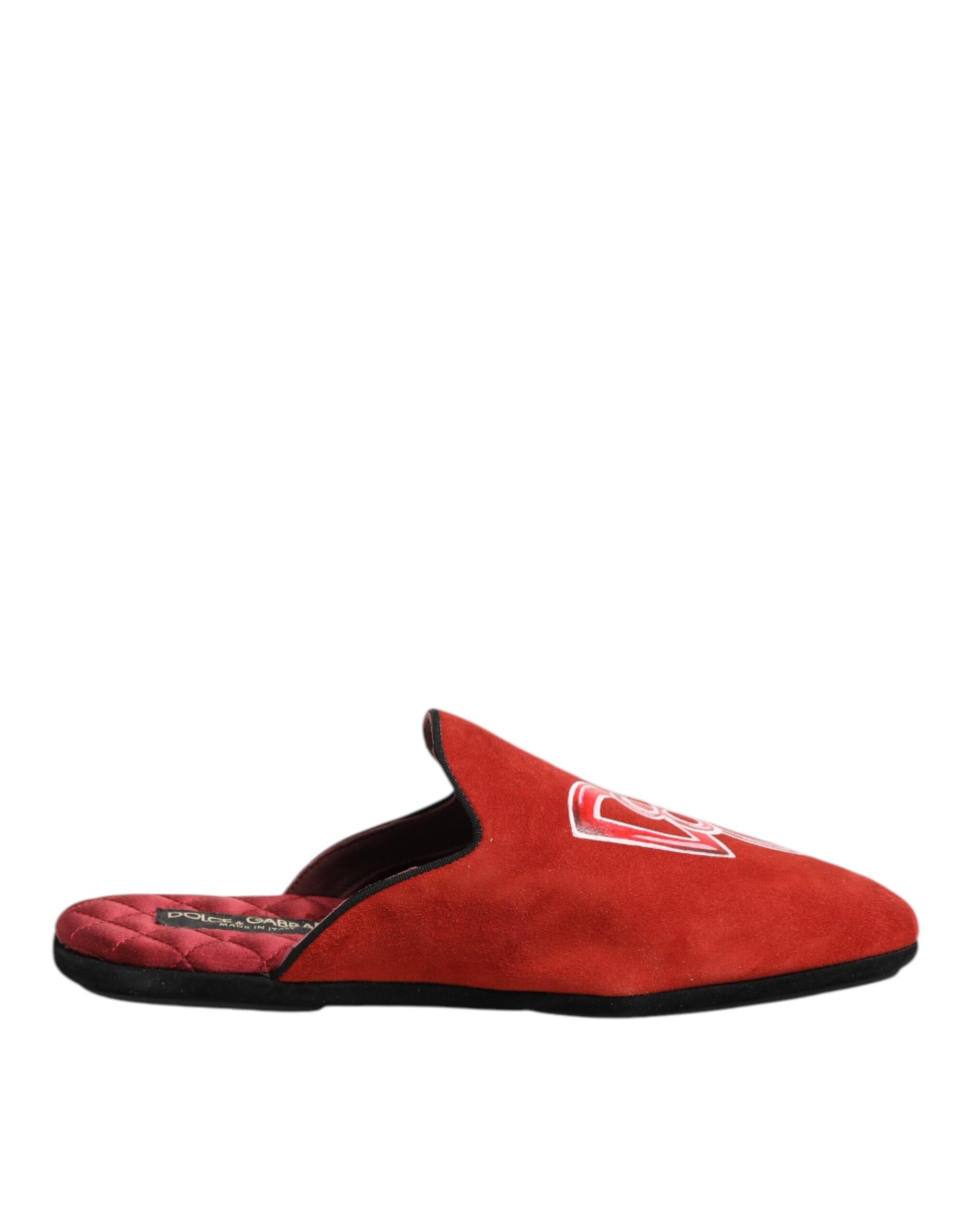 Dolce & Gabbana Red Suede DG King Men House Slippers Shoes Curated Luxury Accessories by Orvyn