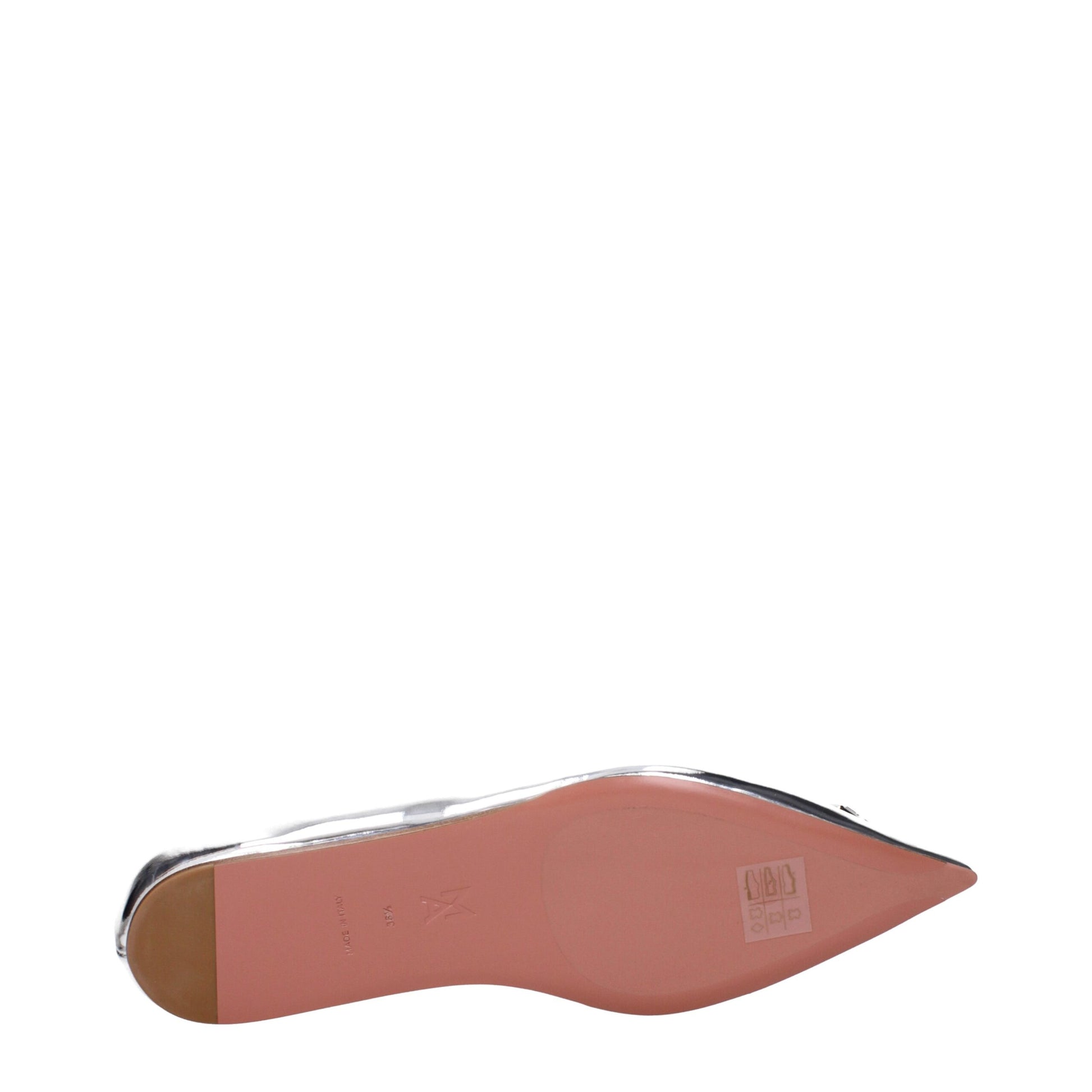 Amina Muaddi Gray Leather Ballet Flats Curated Luxury Accessories by Orvyn
