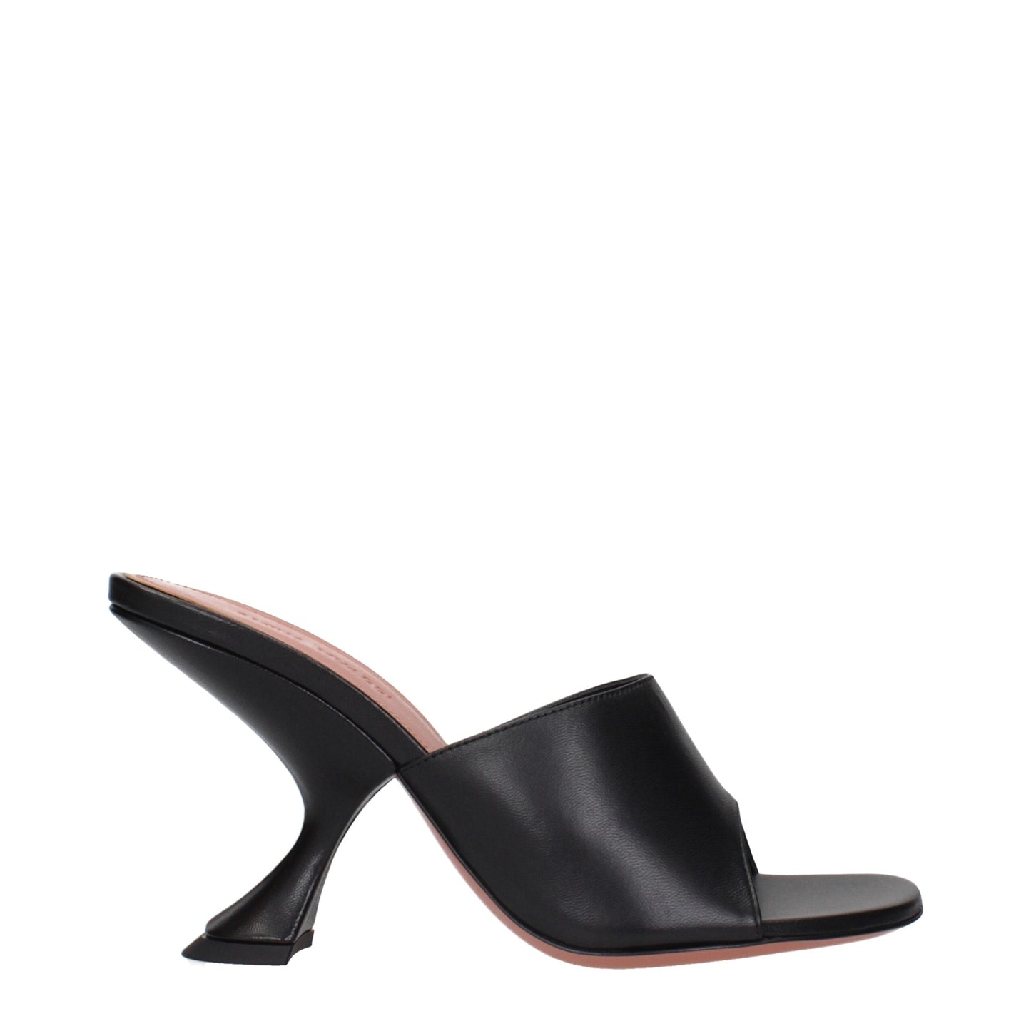 Amina Muaddi Black Leather Stiletto Heel Sandals Curated Luxury Accessories by Orvyn