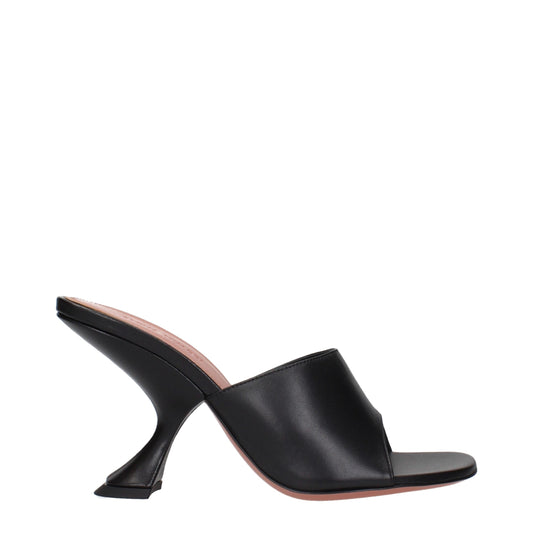 Amina Muaddi Black Leather Stiletto Heel Sandals Curated Luxury Accessories by Orvyn