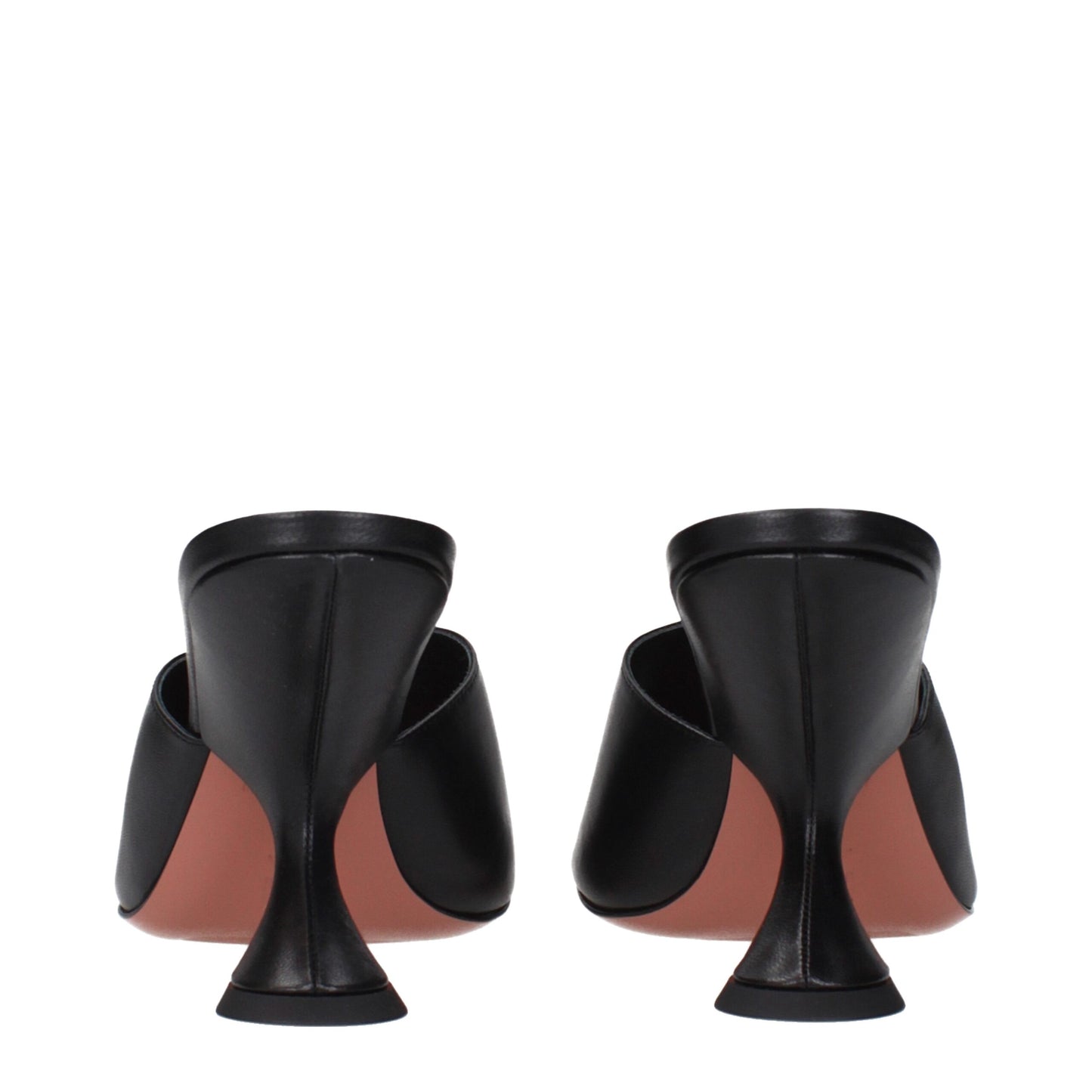 Amina Muaddi Black Leather Stiletto Heel Sandals Curated Luxury Accessories by Orvyn