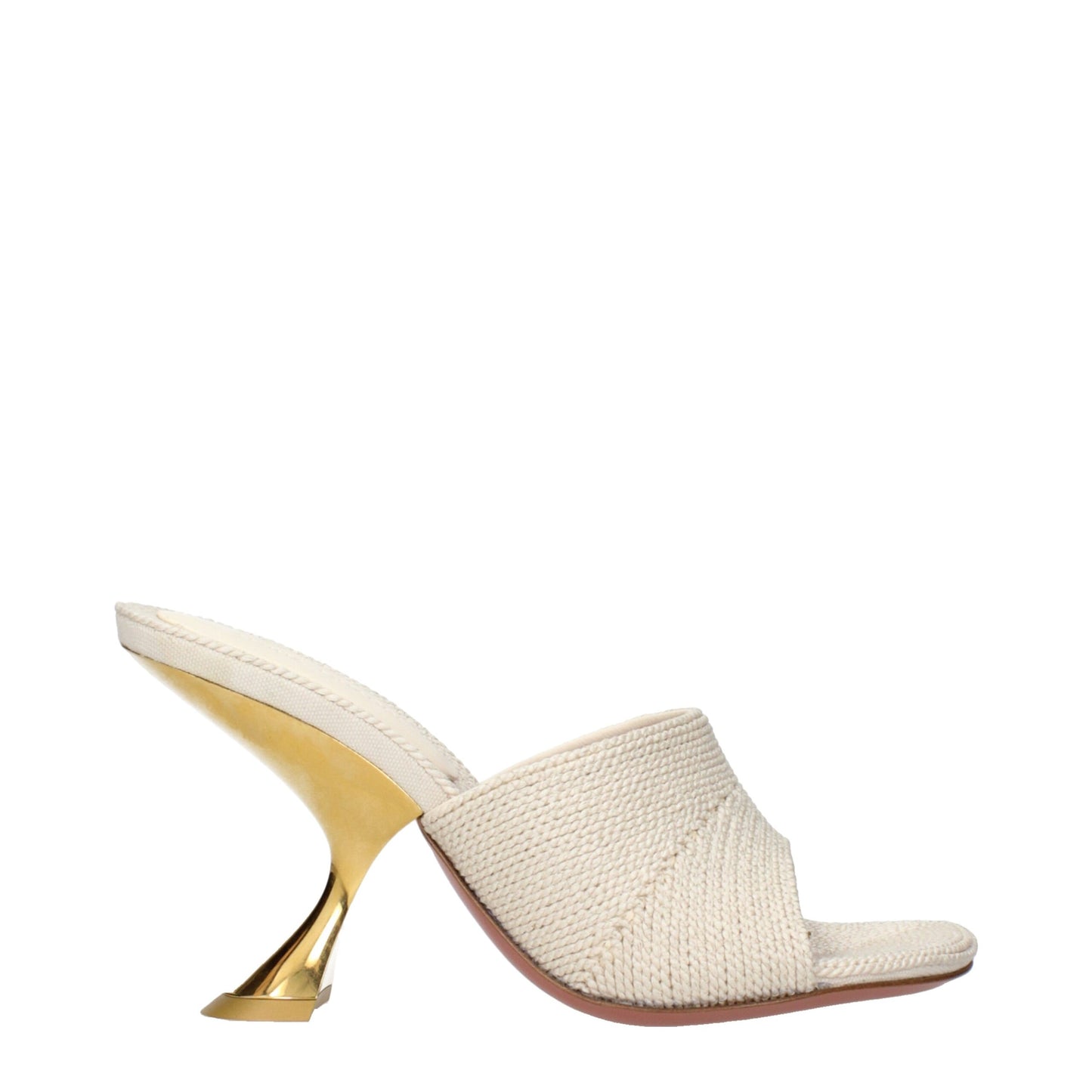 Amina Muaddi Beige Fabric Slippers Curated Luxury Accessories by Orvyn