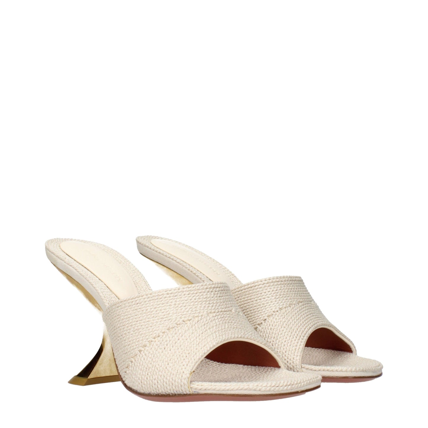 Amina Muaddi Beige Fabric Slippers Curated Luxury Accessories by Orvyn